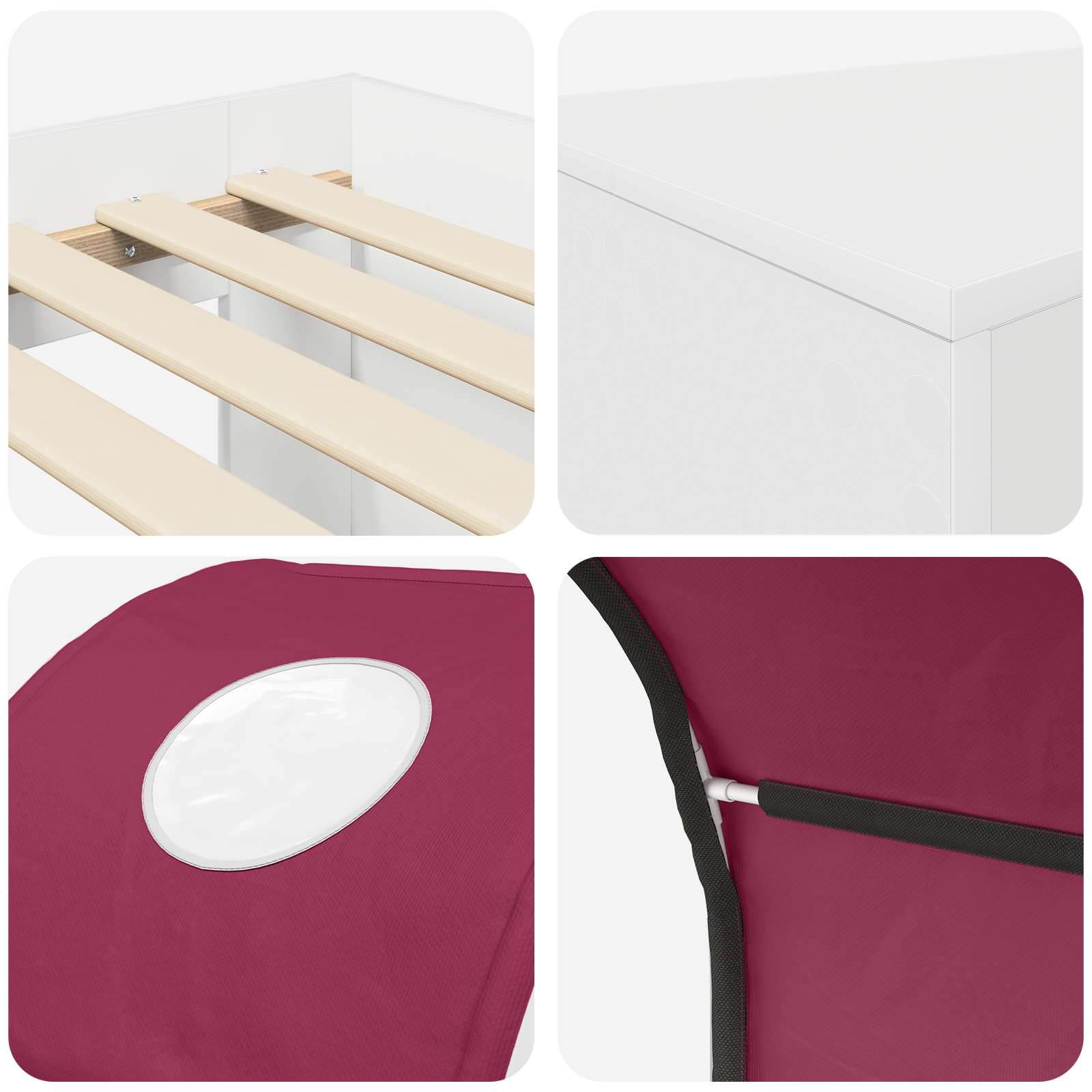 Krevet s Tunnels 4 pcs Artisian hrast i crvena