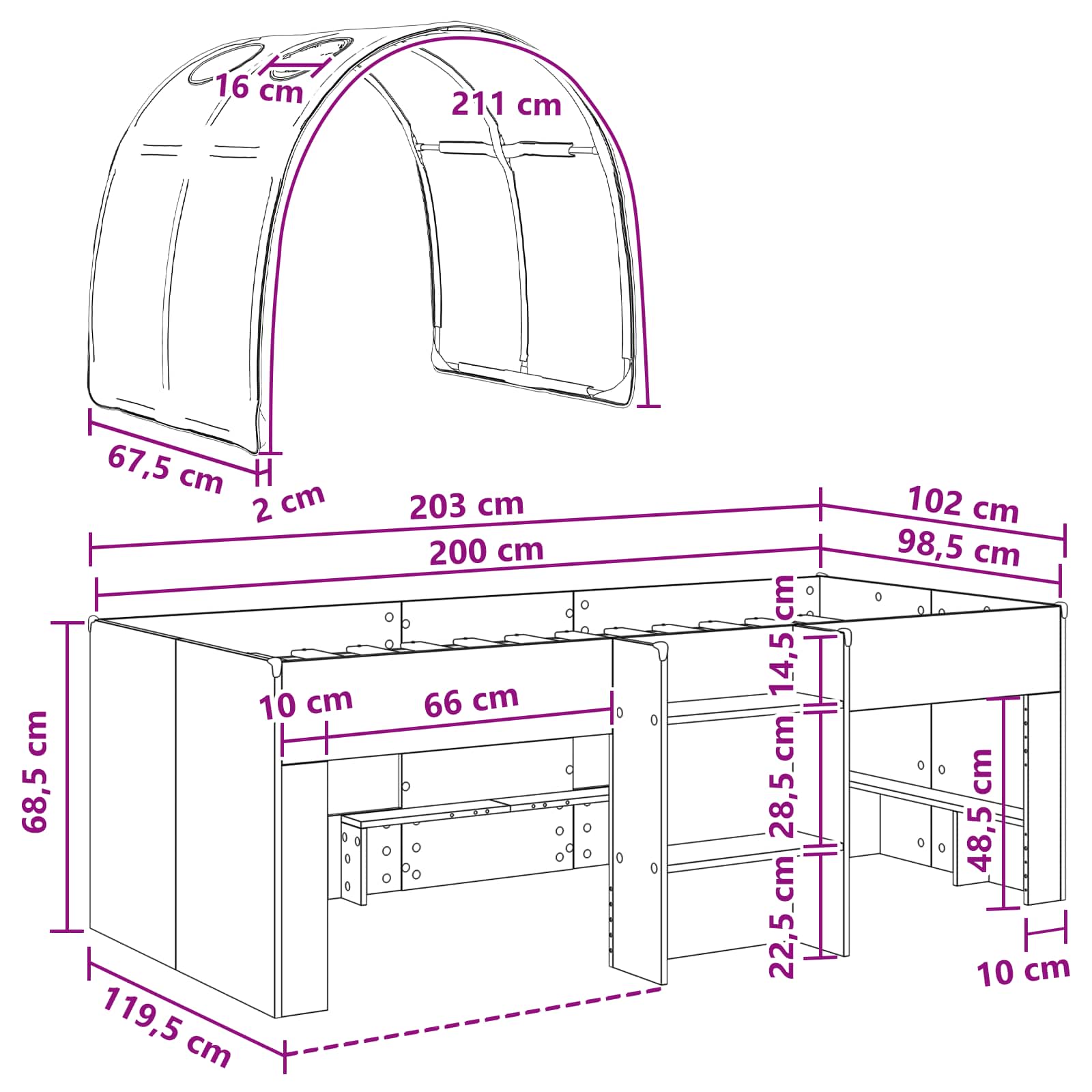 Krevet s Tunnels 4 pcs Bijela i svjetloplava Konstruirano drvo