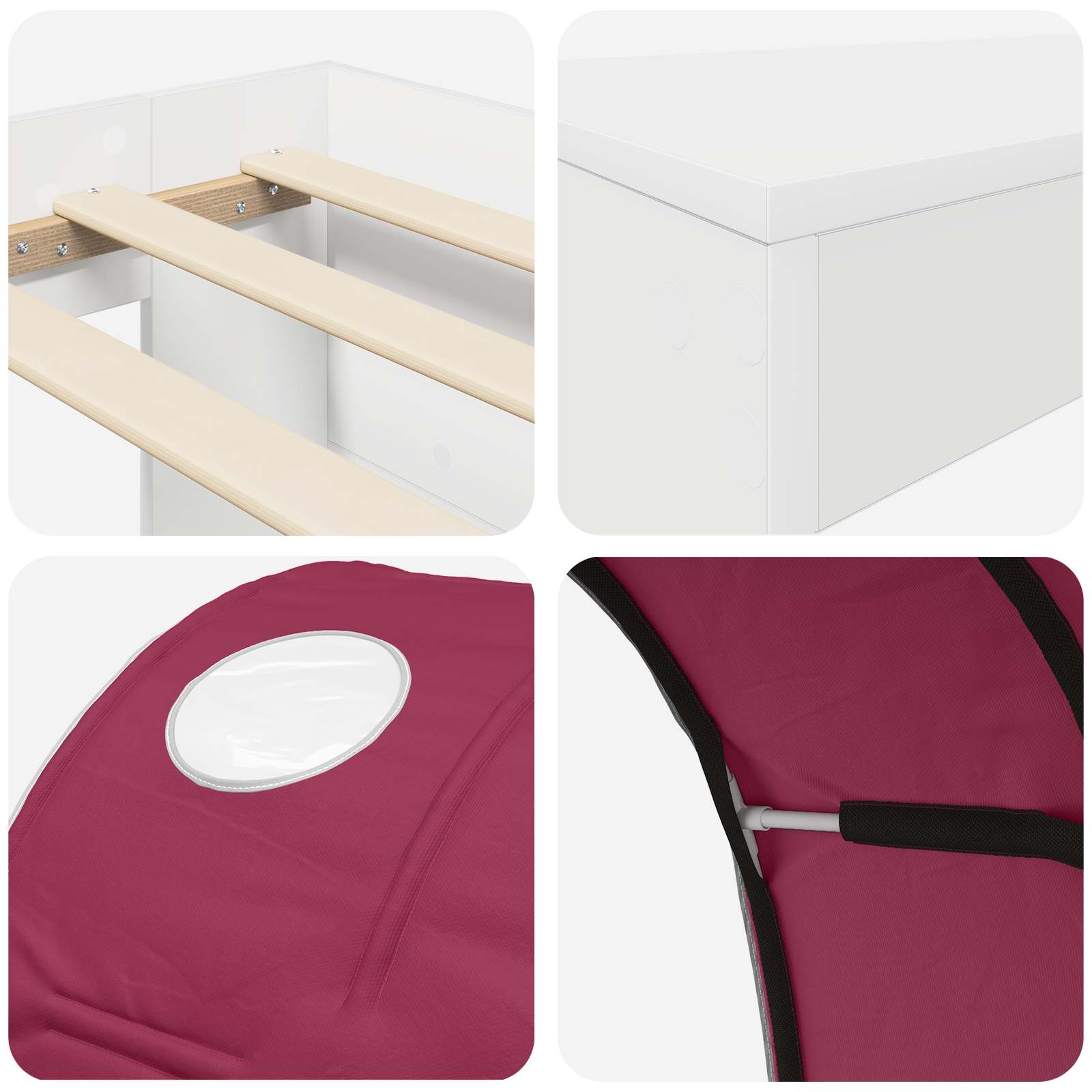 Krevet s Tunnels 4 pcs Bijela i crvena Konstruirano drvo
