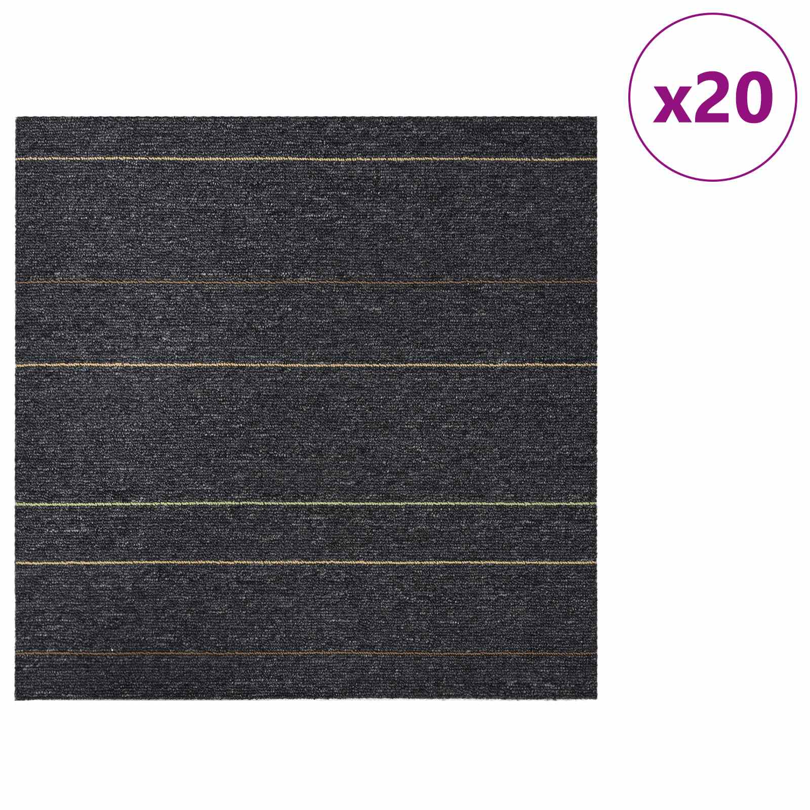 Tepih pločica Tamnosiva s prugama 50 x 50 cm 20 pcs
