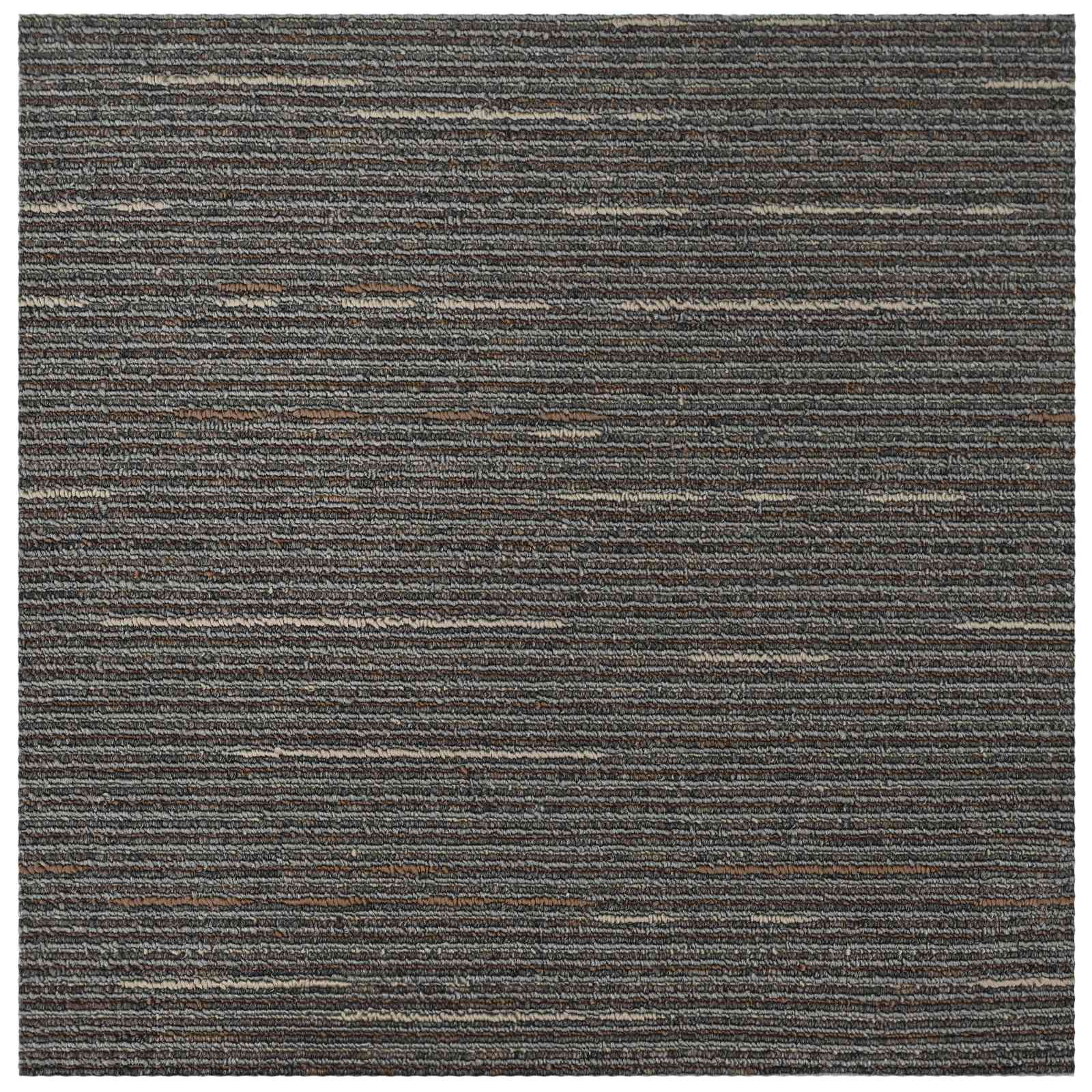 Tepih pločica Prugasta tamnosmeđa 50 x 50 cm 4 pcs PP i bitumen