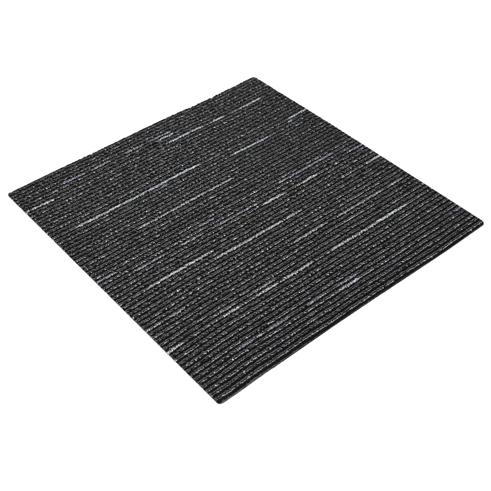 Tepih pločica Prugasta Crna 50 x 50 cm 4 pcs PP i bitumen