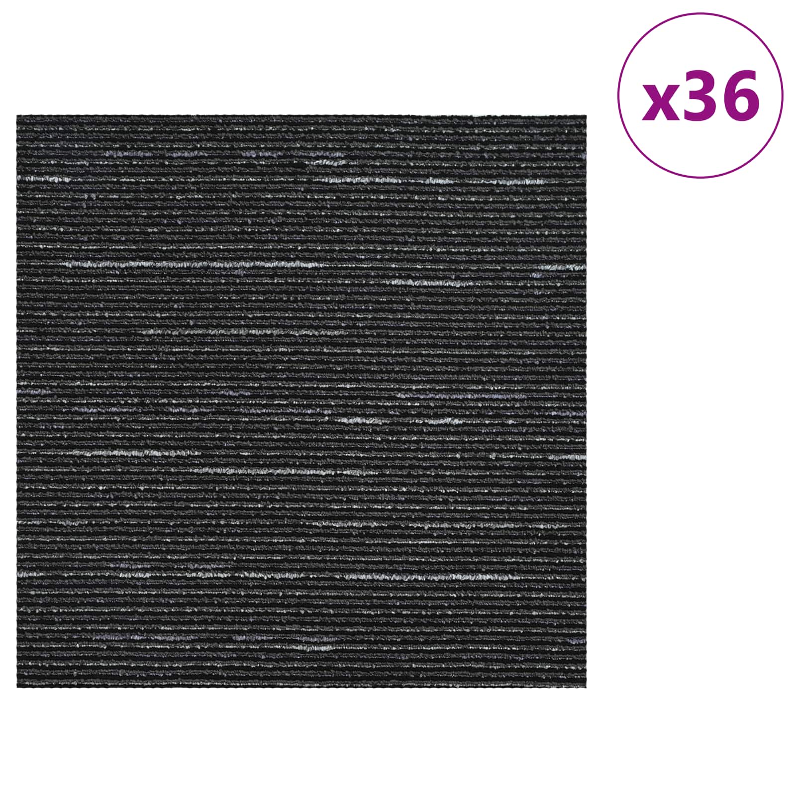 Tepih pločica Prugasta Crna 50 x 50 cm 36 pcs PP i bitumen