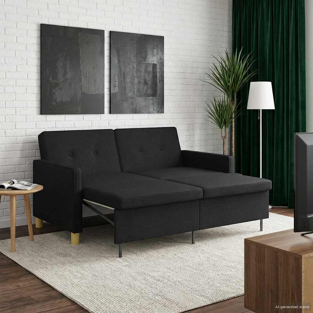 Krevet-sofa na razvlačenje Crna Tkanina