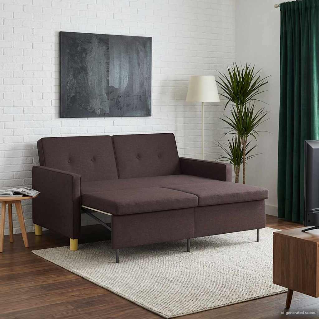 Krevet-sofa na razvlačenje Tamno smeđa Tkanina