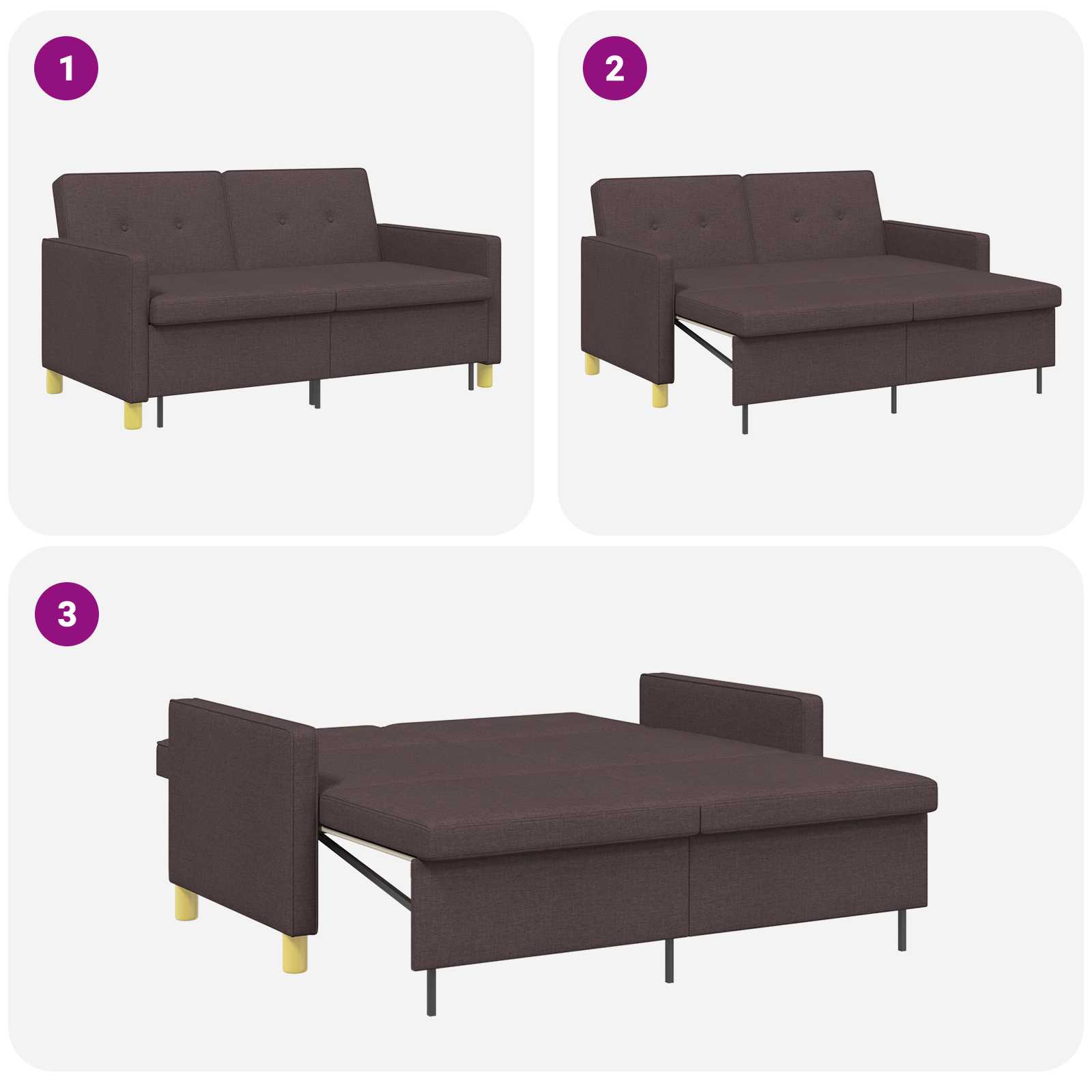 Krevet-sofa na razvlačenje Tamno smeđa Tkanina