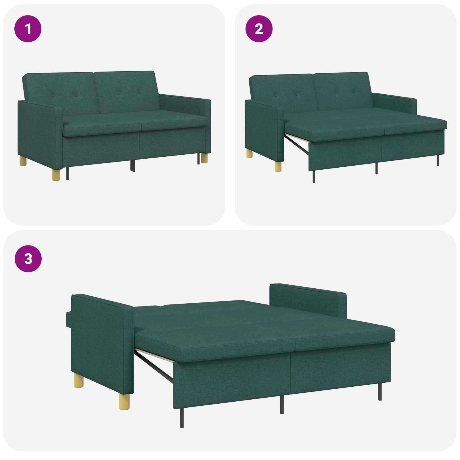 Krevet-sofa na razvlačenje Tamnozelena Tkanina