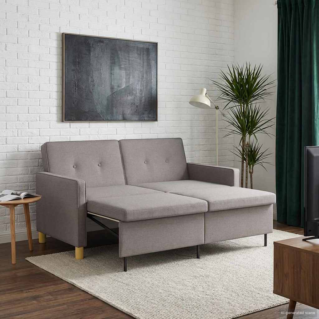 Krevet-sofa na razvlačenje Sivosmeđa Tkanina