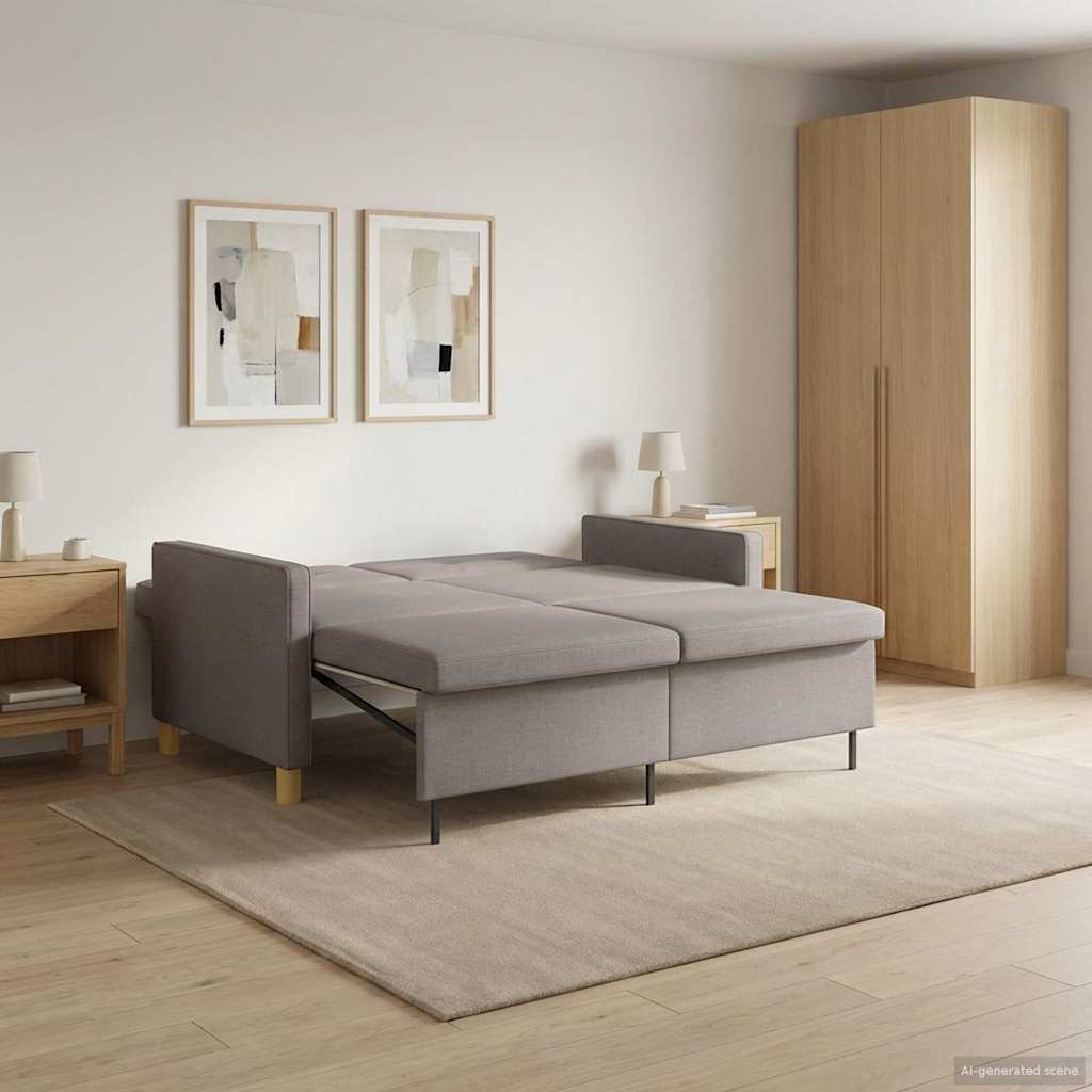 Krevet-sofa na razvlačenje Sivosmeđa Tkanina
