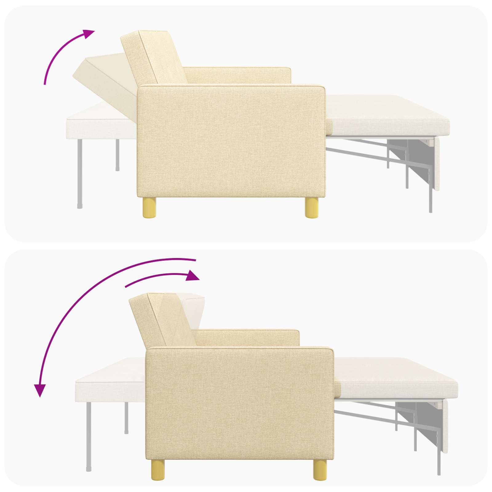 Krevet-sofa na razvlačenje Krem Tkanina