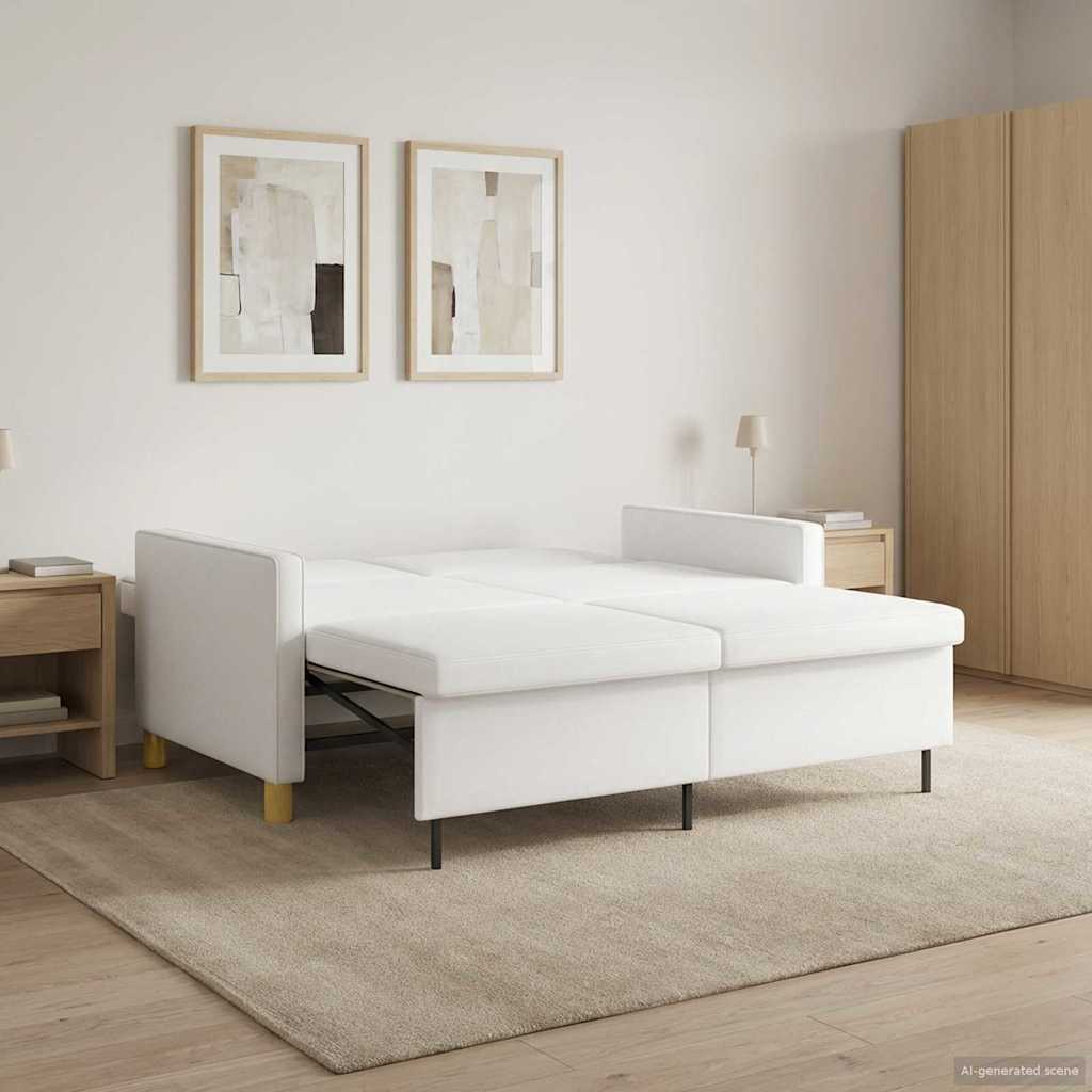 Krevet-sofa na razvlačenje Bijela Tkanina