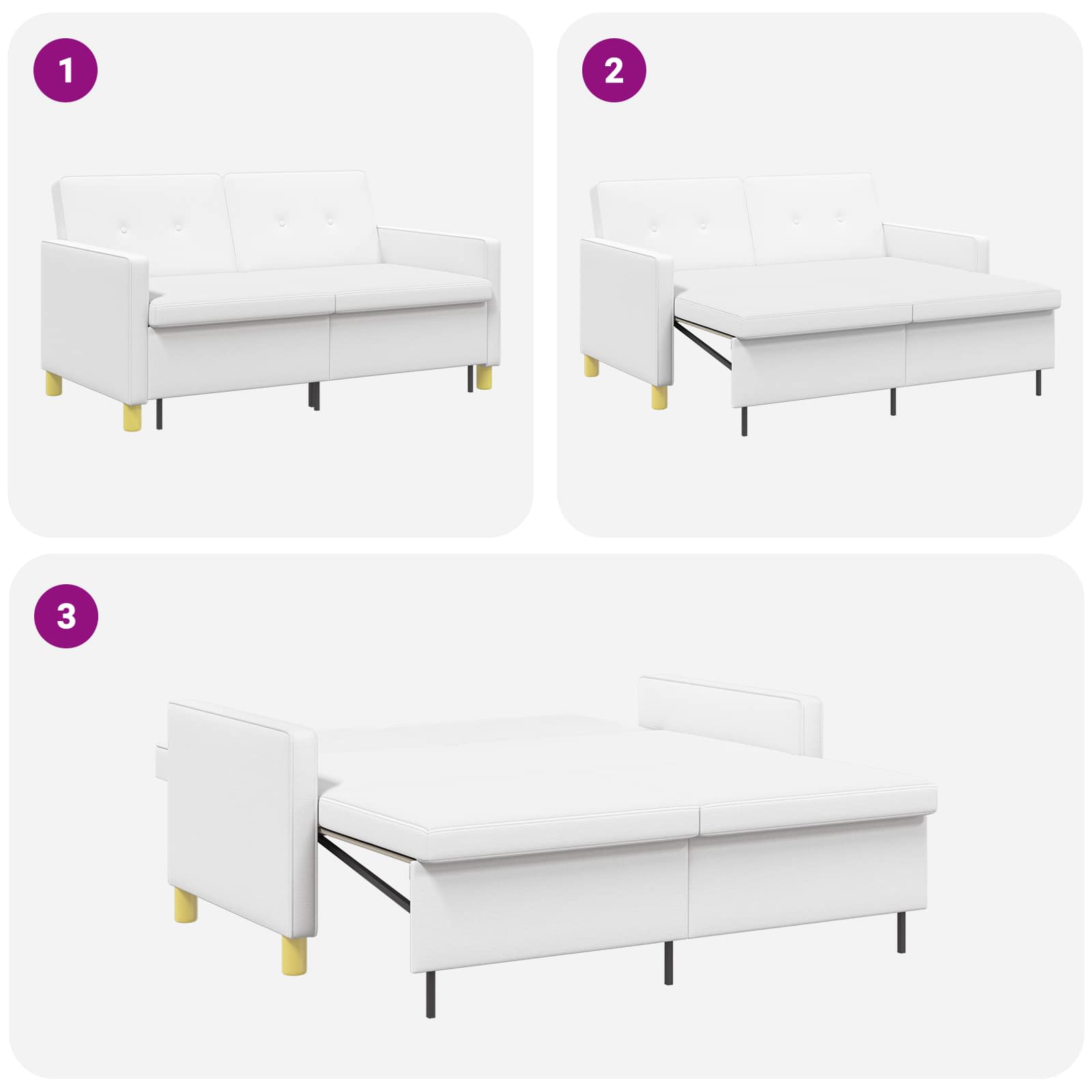 Krevet-sofa na razvlačenje Bijela Tkanina