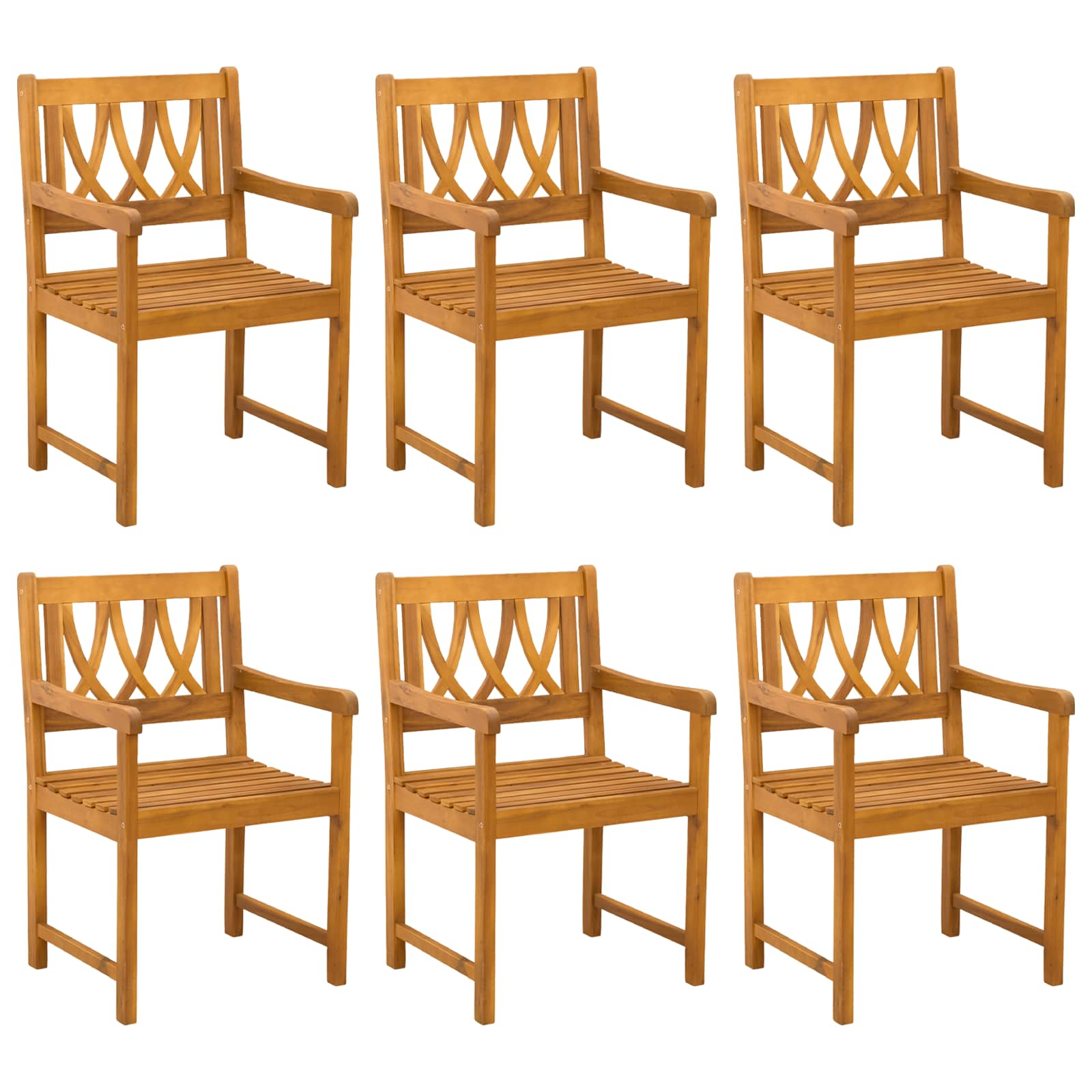 Vrtne stolice 6 pcs Prirodna Čvrsto drvo akacije