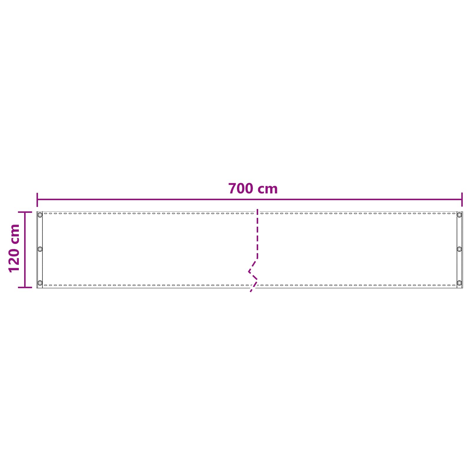 Balcony ekran Terakota 120 x 700 cm HDPE i Aluminij