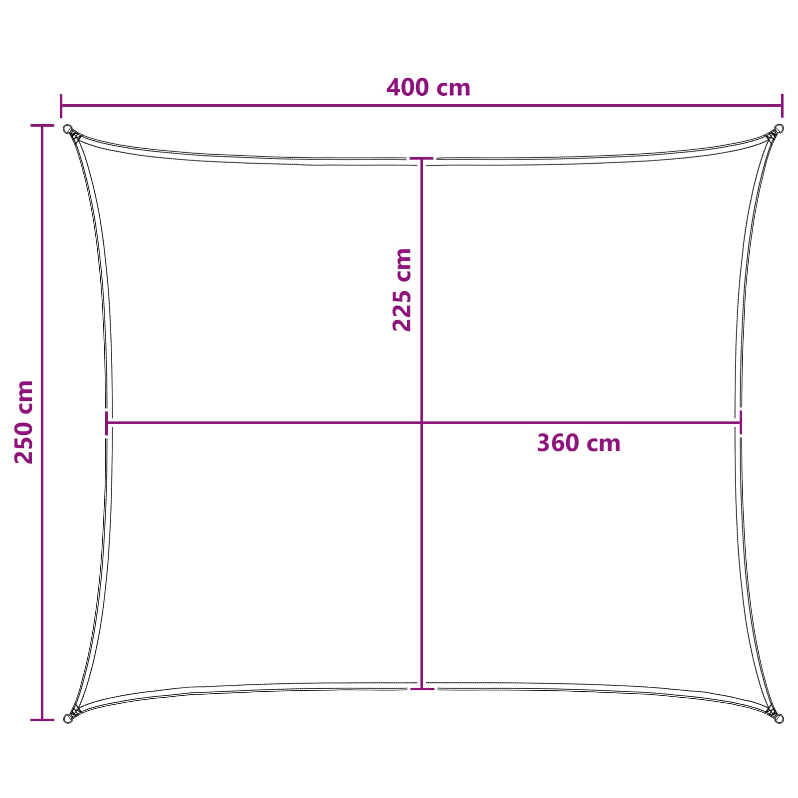 Jedrilica za sunčevu sjenu Svijetlo siva i bijela. 2,5 x 4 m