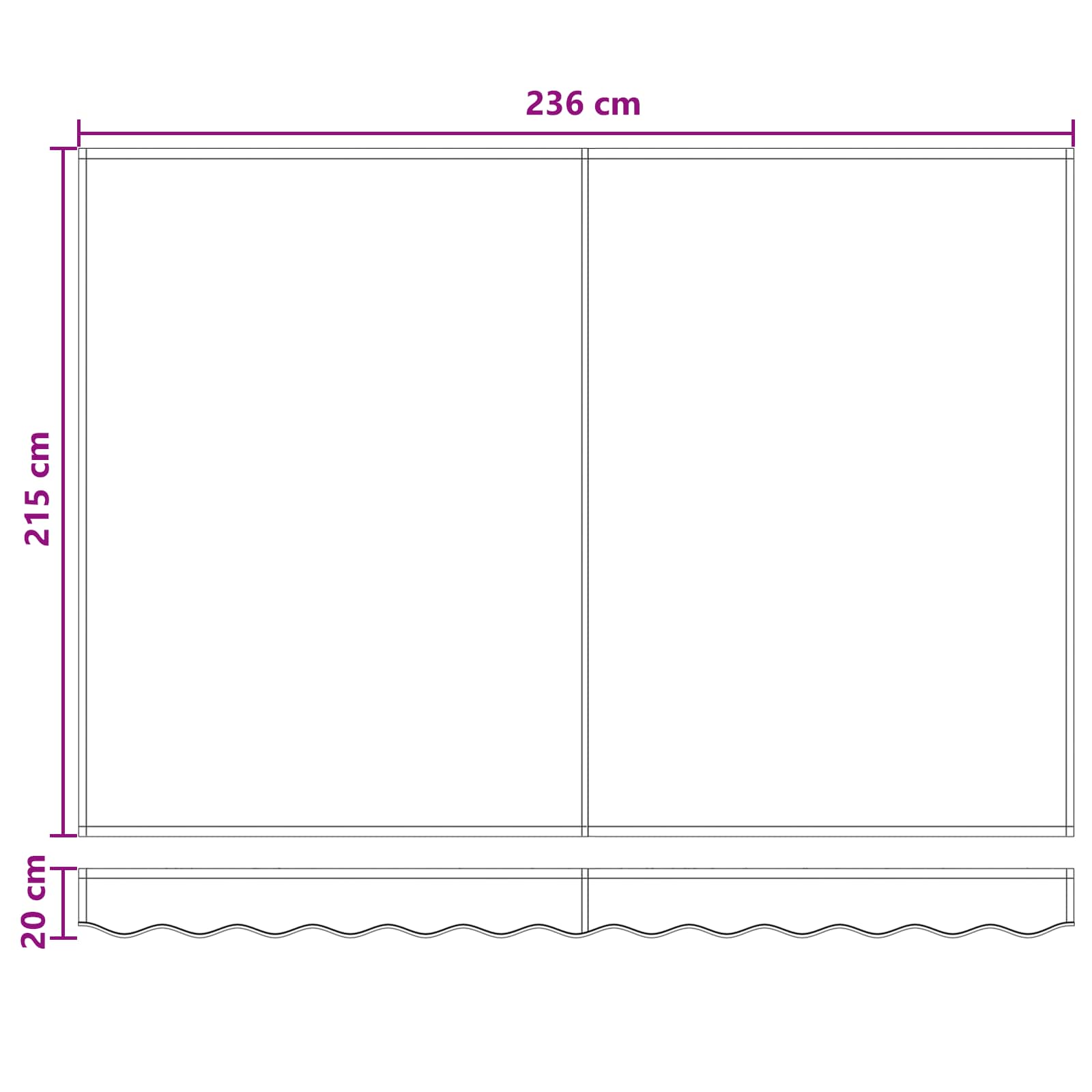 Povlačivi tende Svijetlo siva i bijela. 2,5 x 2 m