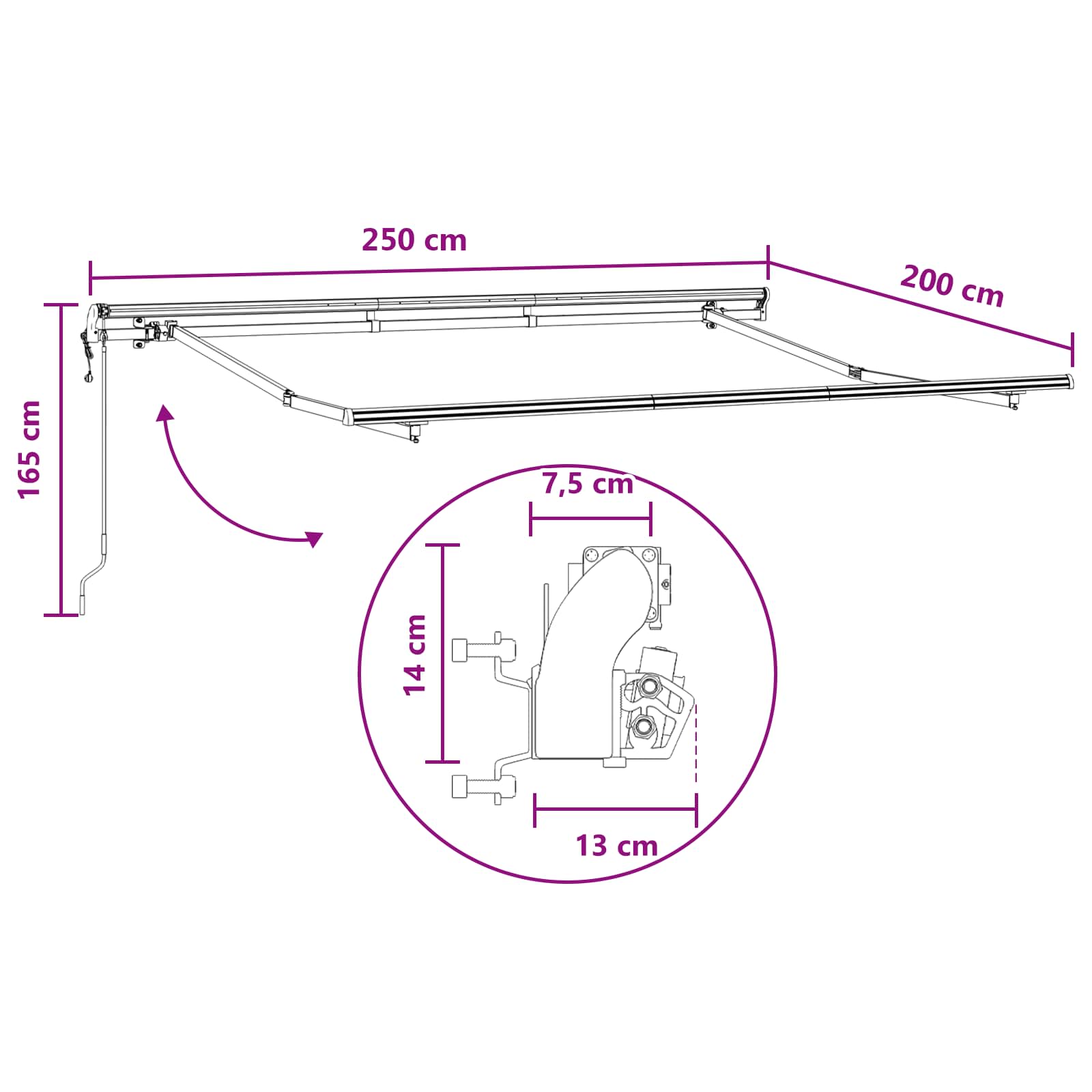 Skrovita tenda Sivosmeđa 2,5 x 2 m tkanina