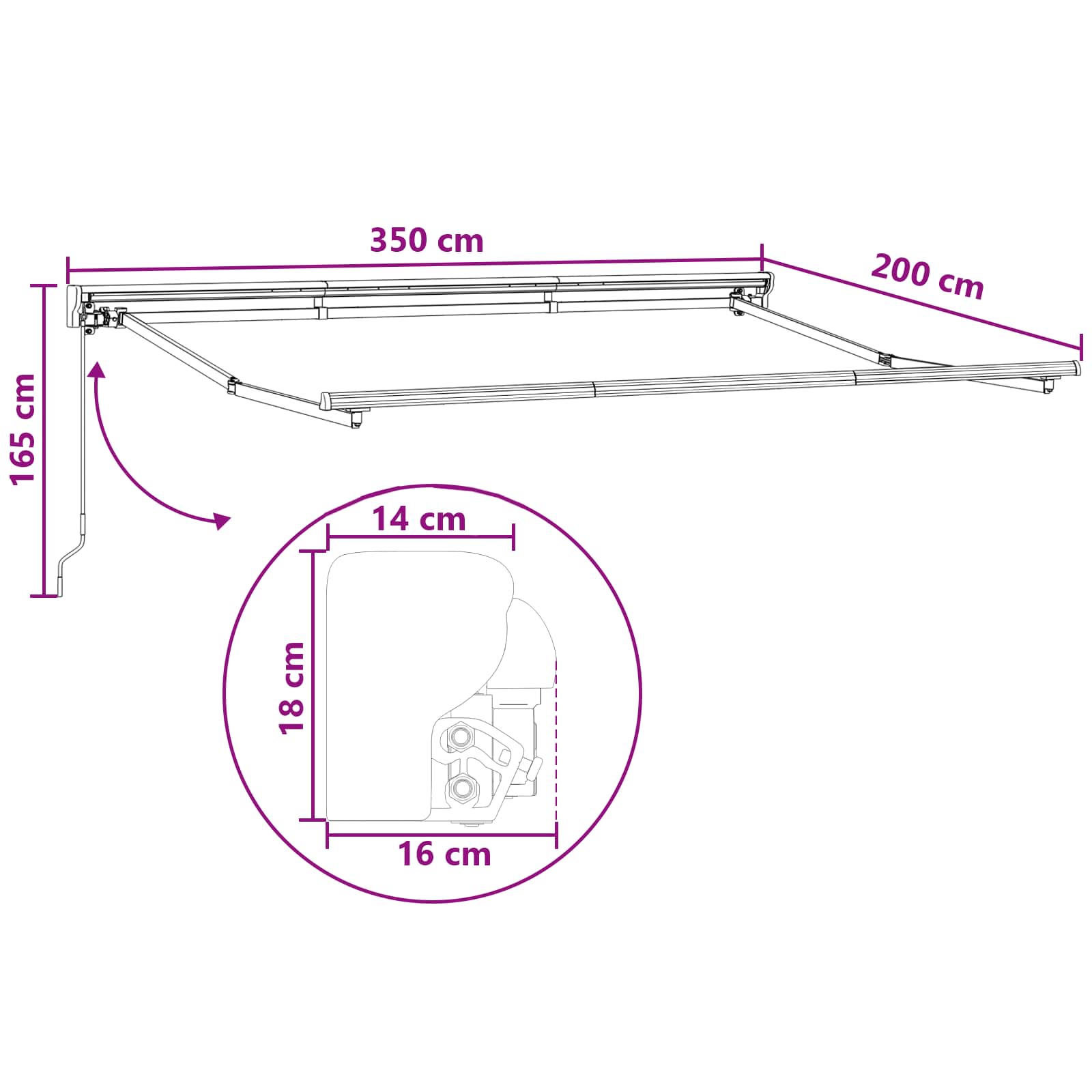 Povlačivi tende Sivosmeđa 3,5 x 2 m Poliester i aluminij