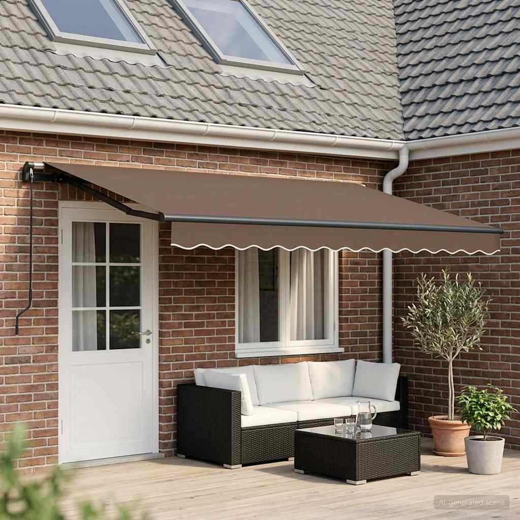 Povlačivi tende Sivosmeđa 500 × 350 cm Poliester i aluminij