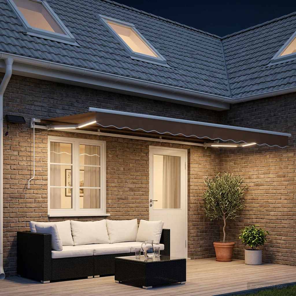 Povlačivi tende Sivosmeđa 500 × 300 cm Tkanina i Aluminij