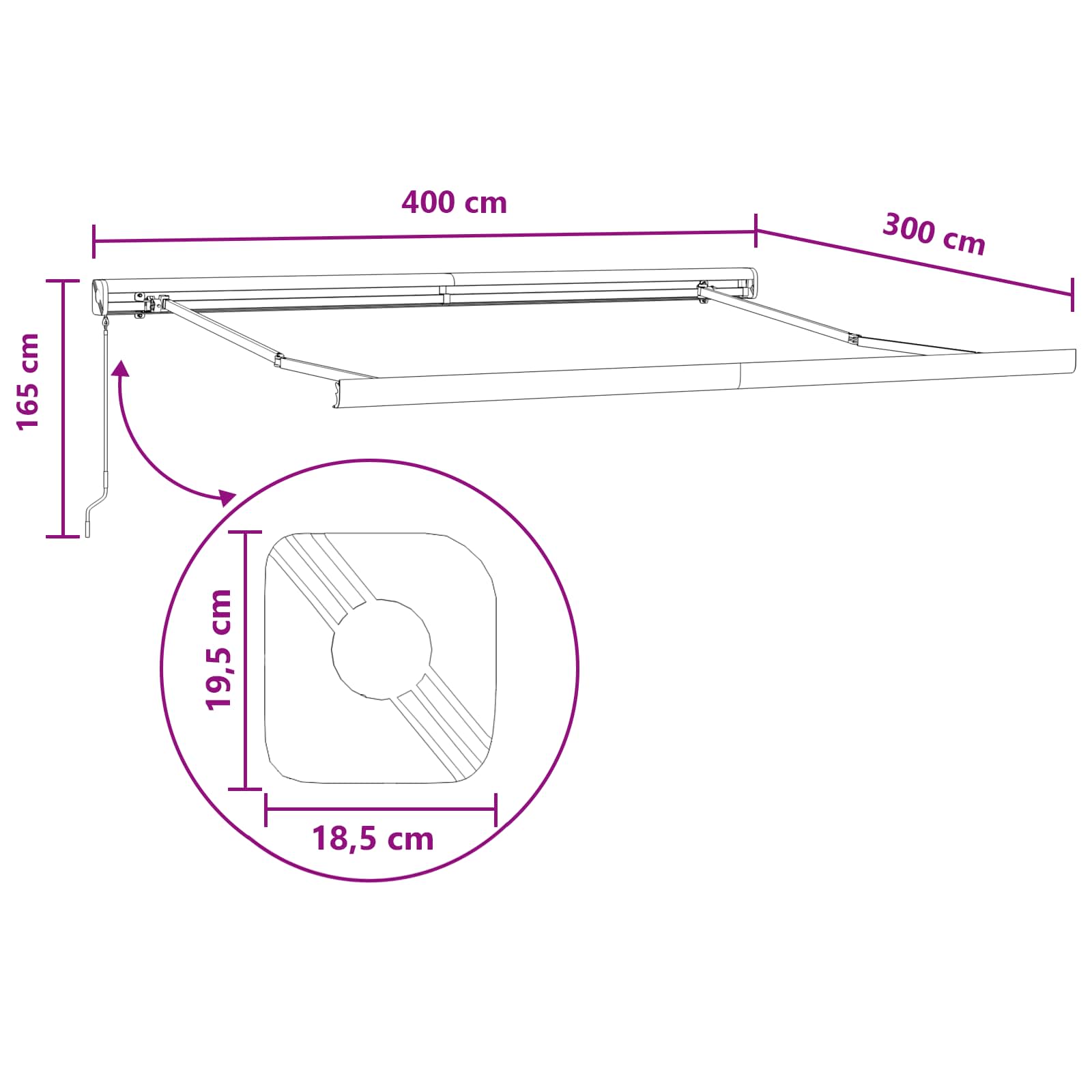 Povlačivi tende Sivosmeđa 400 × 300 cm Platno i Aluminij