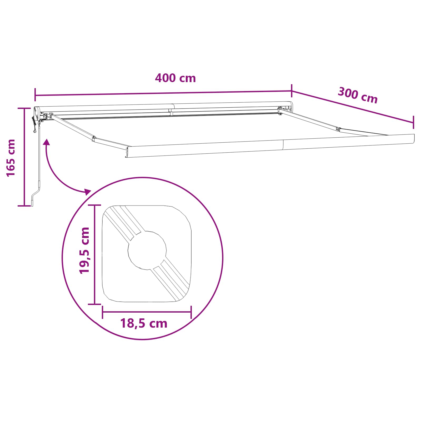 Povlačivi tende Pijesak 400 × 300 cm Tkanina i Metal