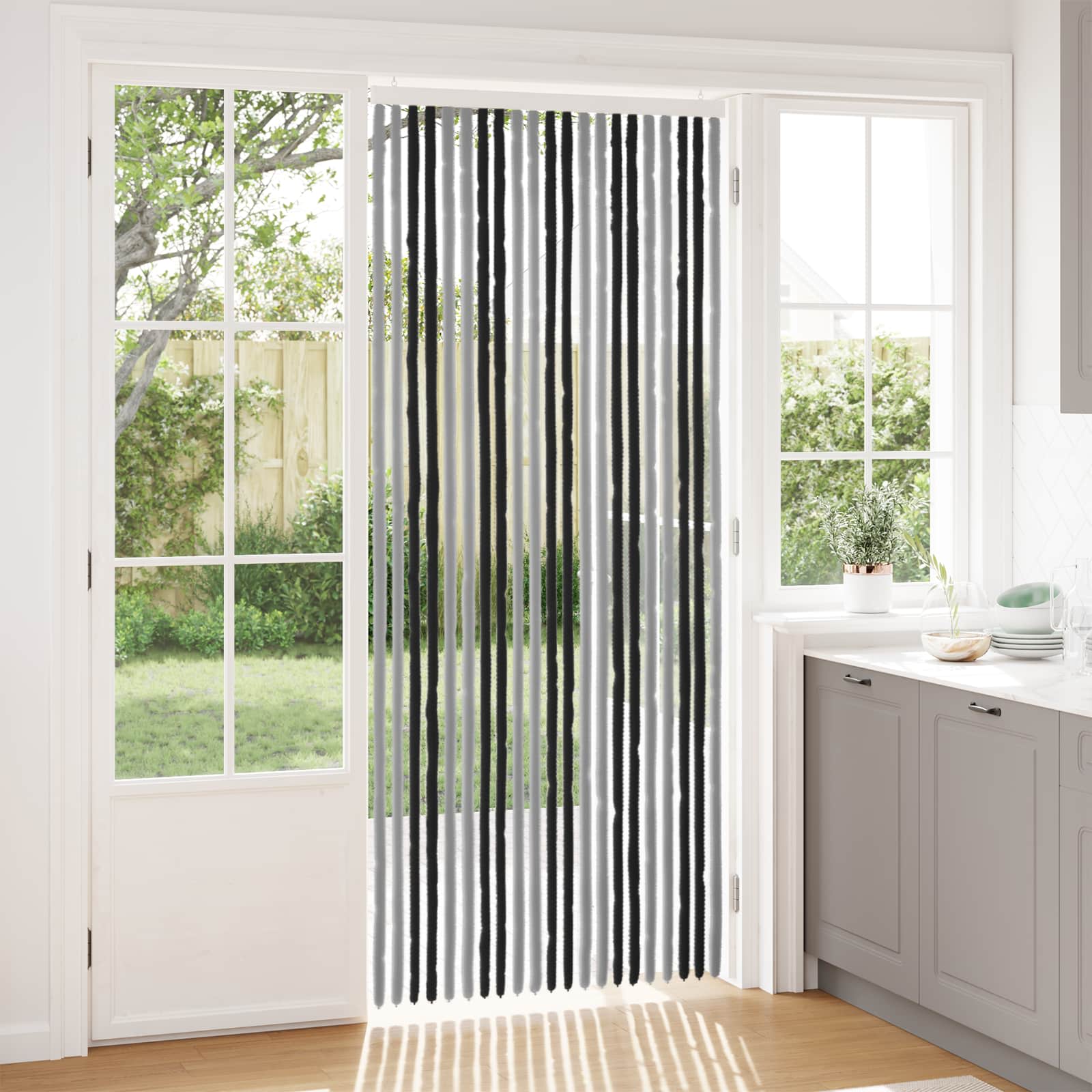 Zavjesa protiv insekata Chenille Siva i crna 90 x 220 cm