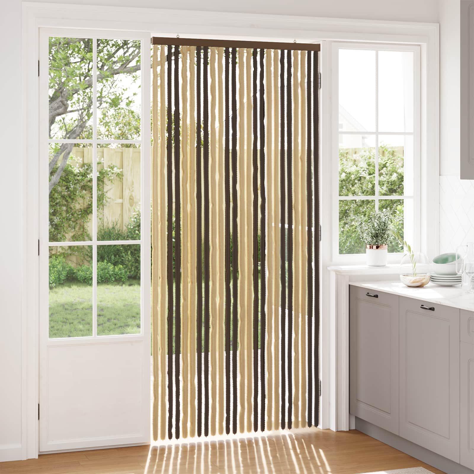 Zavjesa protiv insekata Chenille Tamno smeđa i bež 100 x 220 cm
