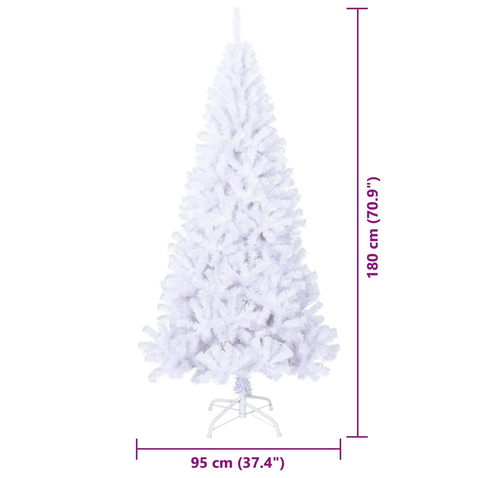 Umjetno božićno drvce s stalakom Bijelo 180 cm PVC i čelik
