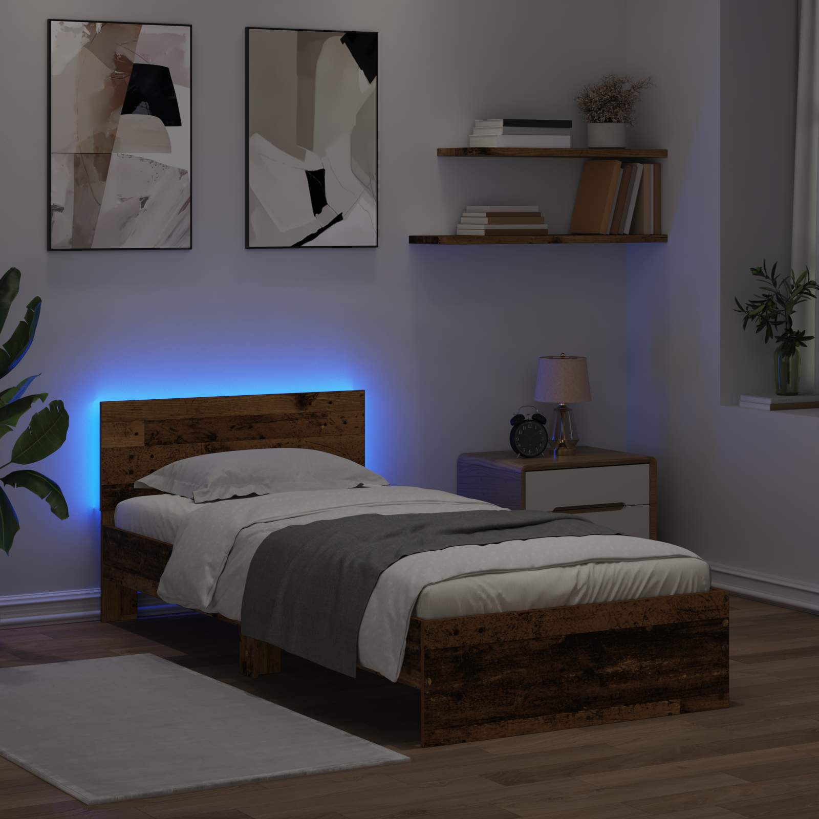 Krevetna konstrukcija s LED svjetlom Staro drvo 80 x 200 cm