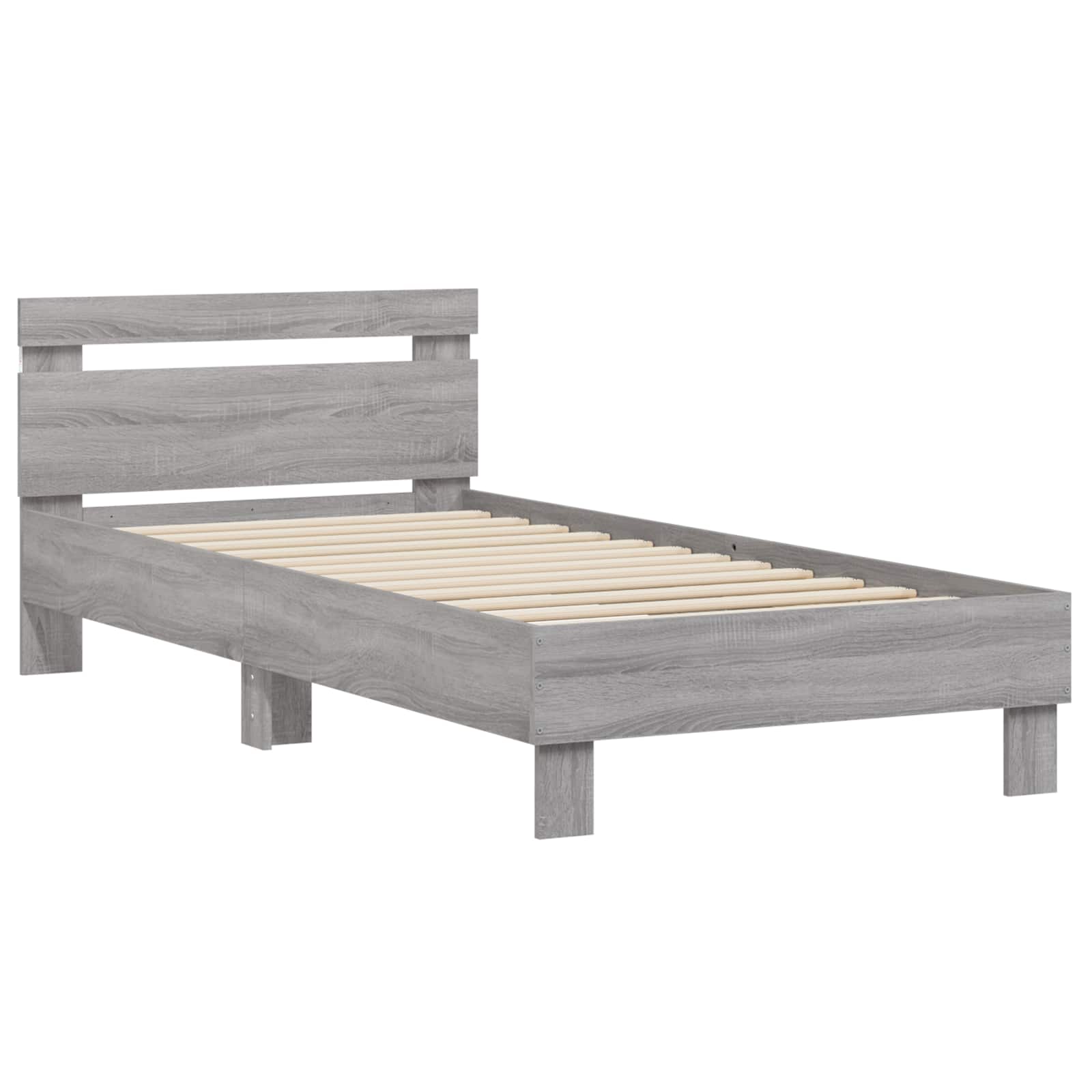 Krevetna konstrukcija s LED svjetlom Siva Sonoma 80 x 200 cm