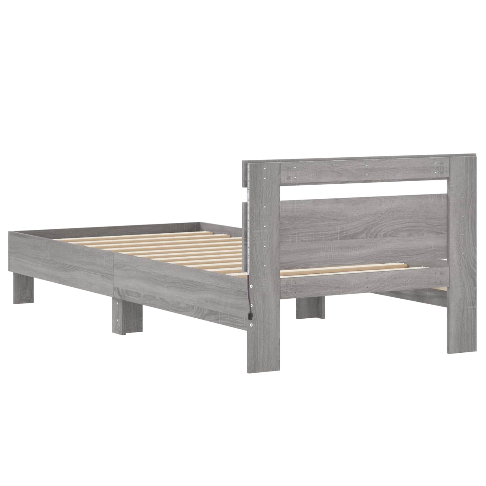 Krevetna konstrukcija s LED svjetlom Siva Sonoma 80 x 200 cm