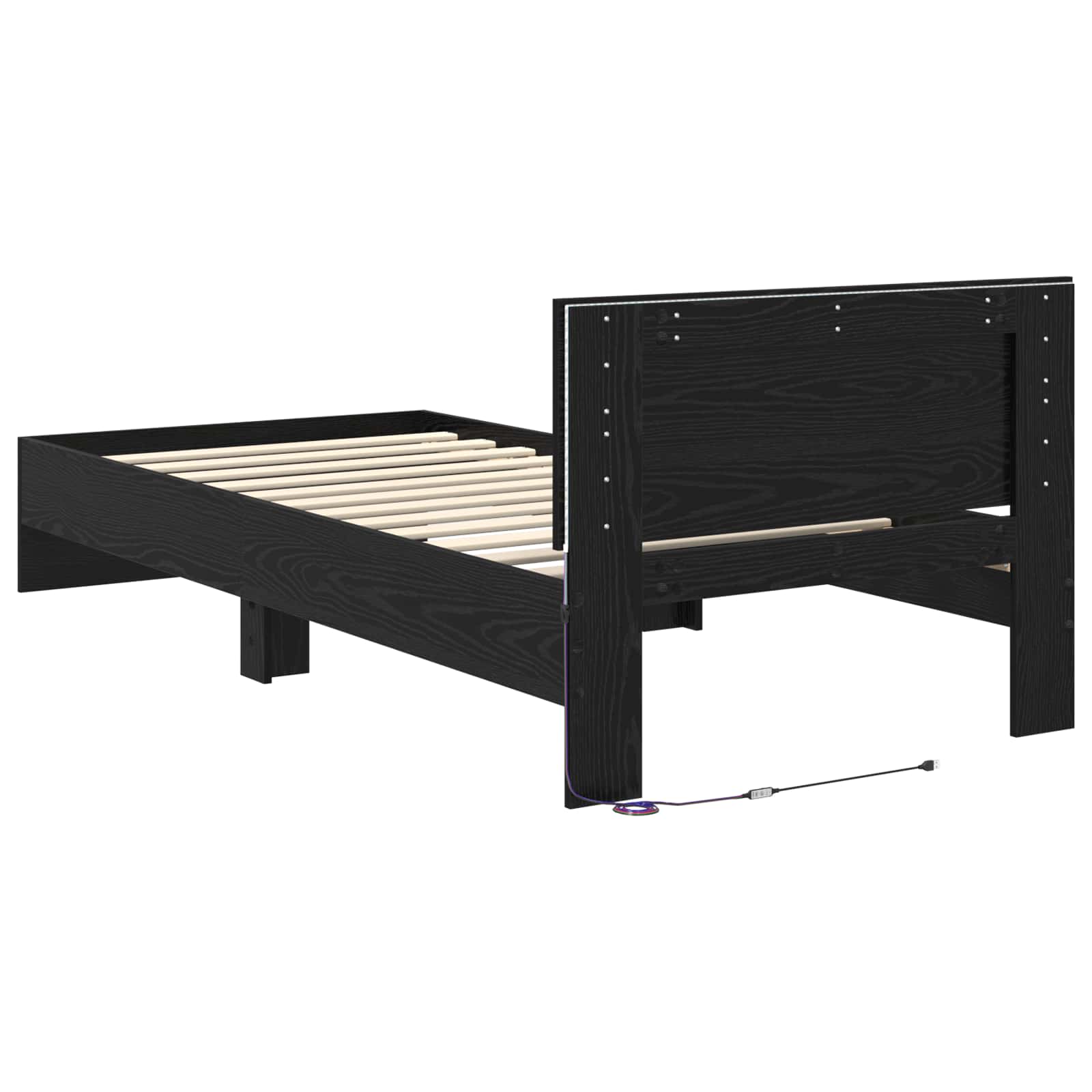 Krevetna konstrukcija s LED svjetlom Crni hrast 80 x 200 cm