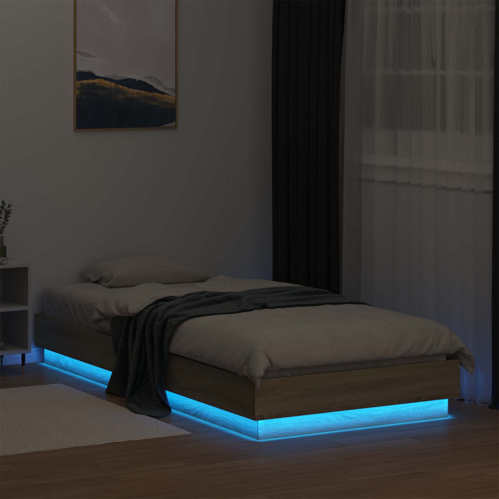 Krevetna konstrukcija s LED svjetlom Hrast sonoma 80 x 200 cm