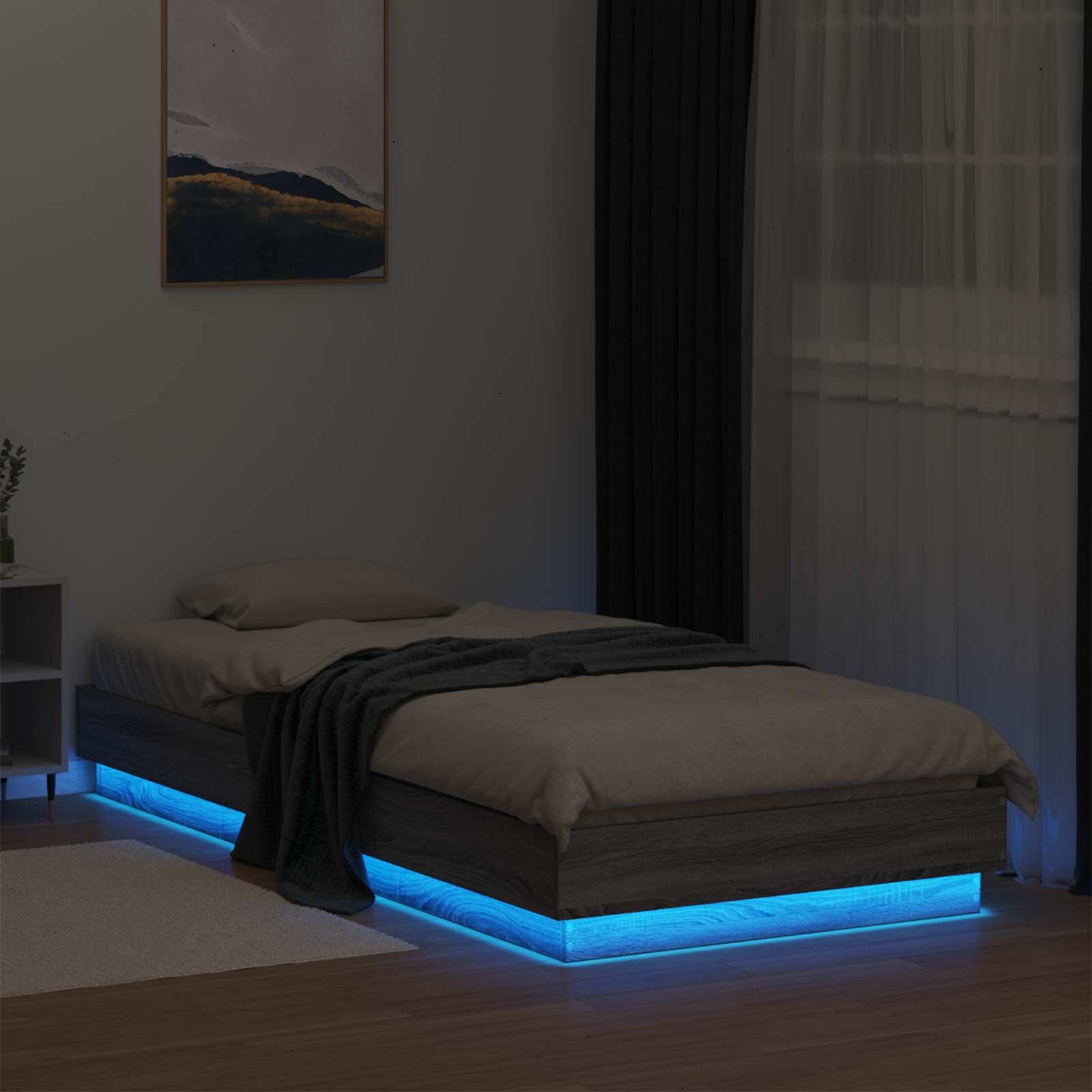 Krevetna konstrukcija s LED svjetlom Siva Sonoma 80 x 200 cm