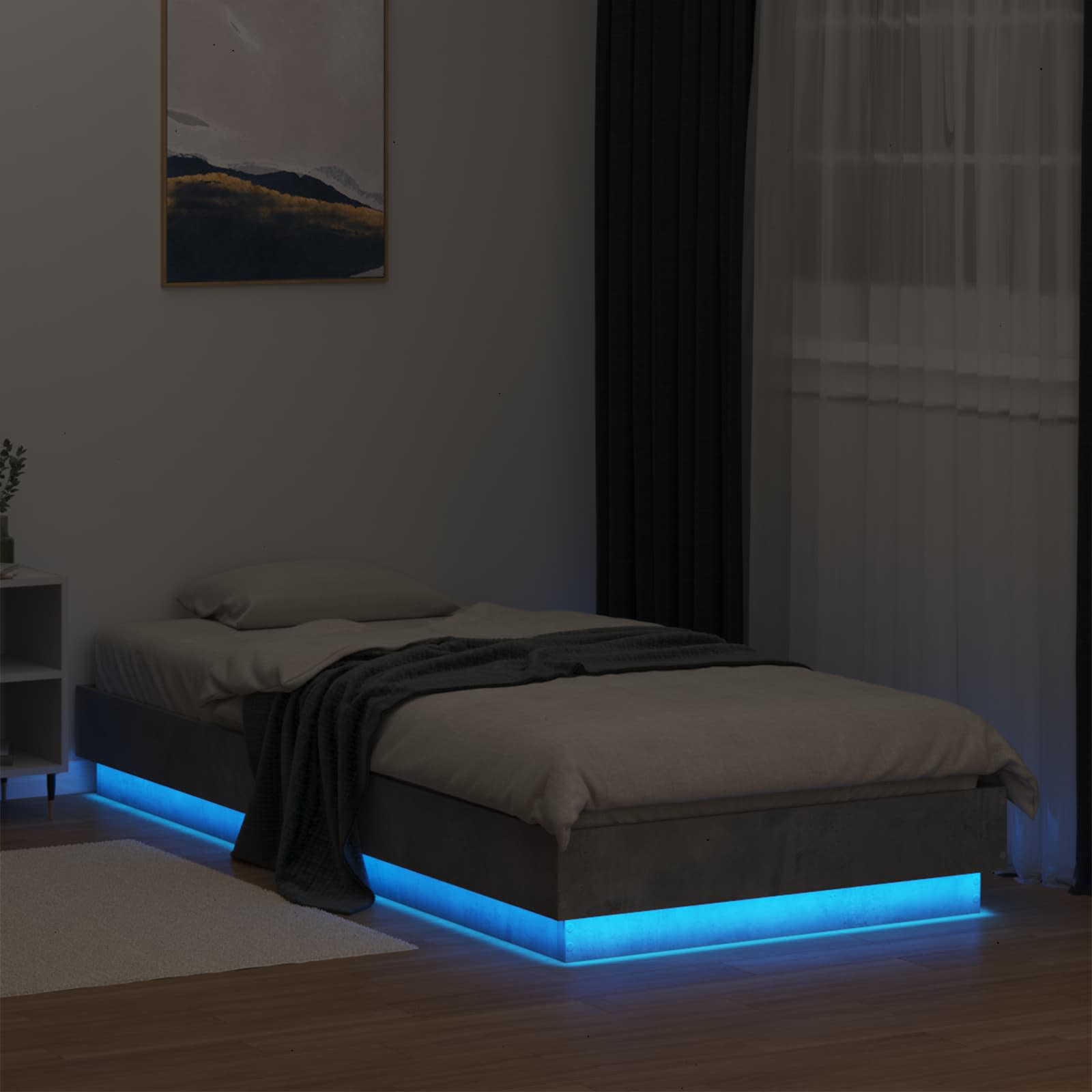 Krevetna konstrukcija s LED svjetlom Betonska siva 80 x 200 cm