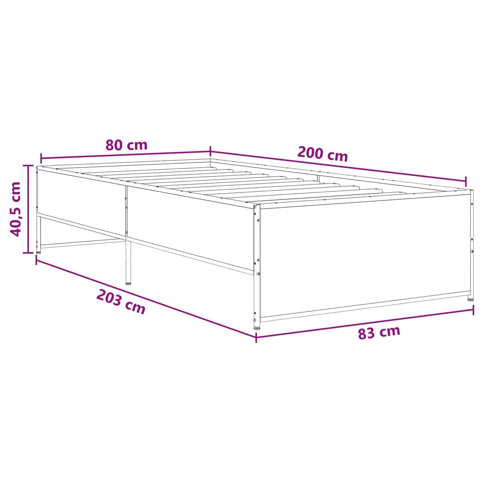 Krevetna konstrukcija Hrast sonoma 80 x 200 cm