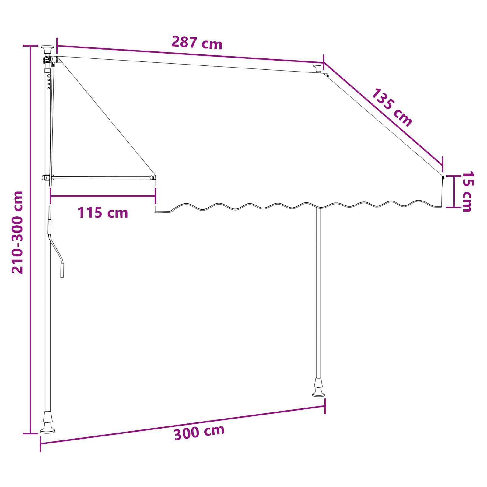 Ručno sklopiva tenda Sivosmeđa 300 cm