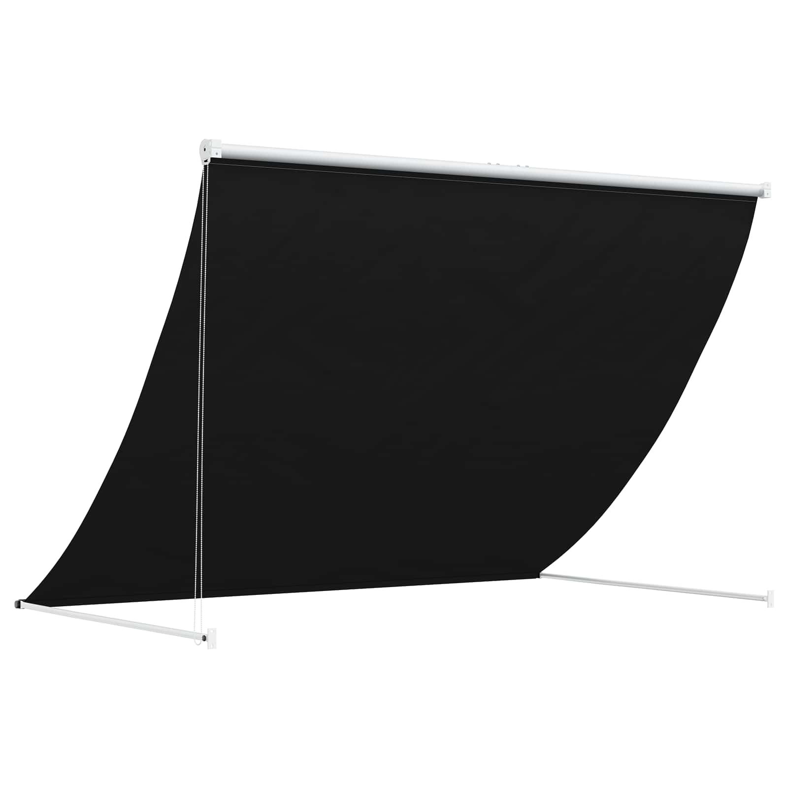 Nadstrešnica Crna 350 x 150 cm 180 g / m² poliester s PU premazom