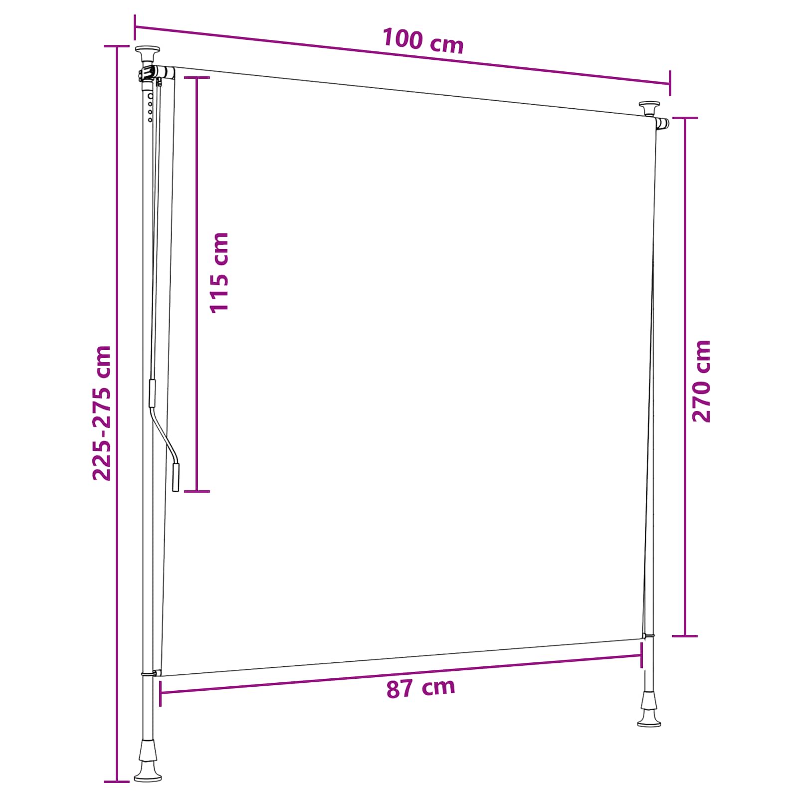 Vanjska Roleta Svjetlosiva 100 x 270 cm