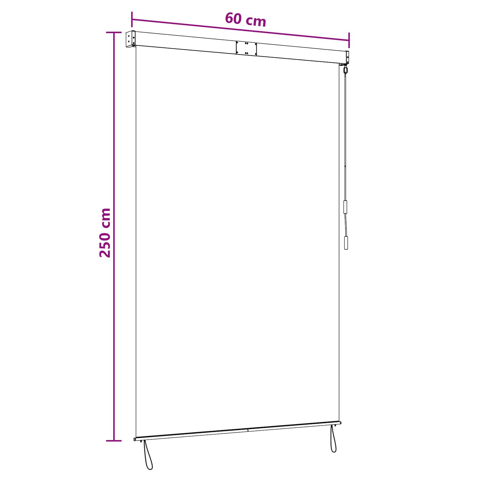Rolo zavjesa Crna 60 x 250 cm Tkanina i aluminij