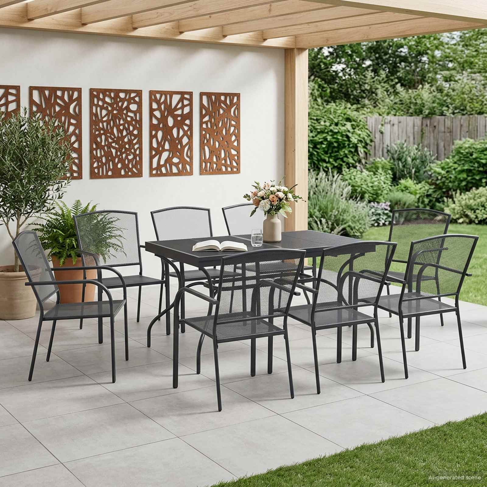 Vrtni set za objed 9 pcs Antracit 212 x 90 x 76 cm