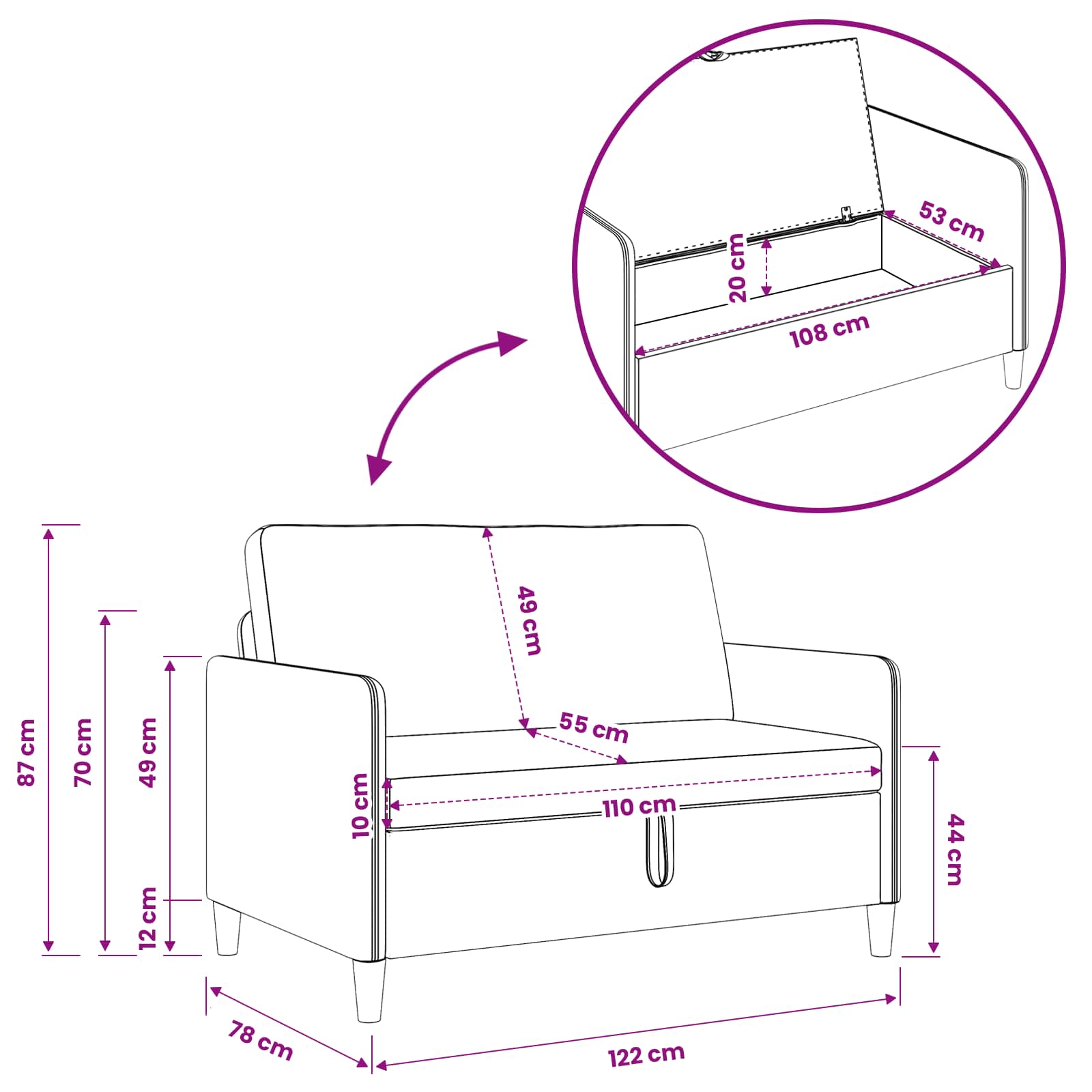 Set sofe s pohranom 2 pcs Svjetlosiva Poliester