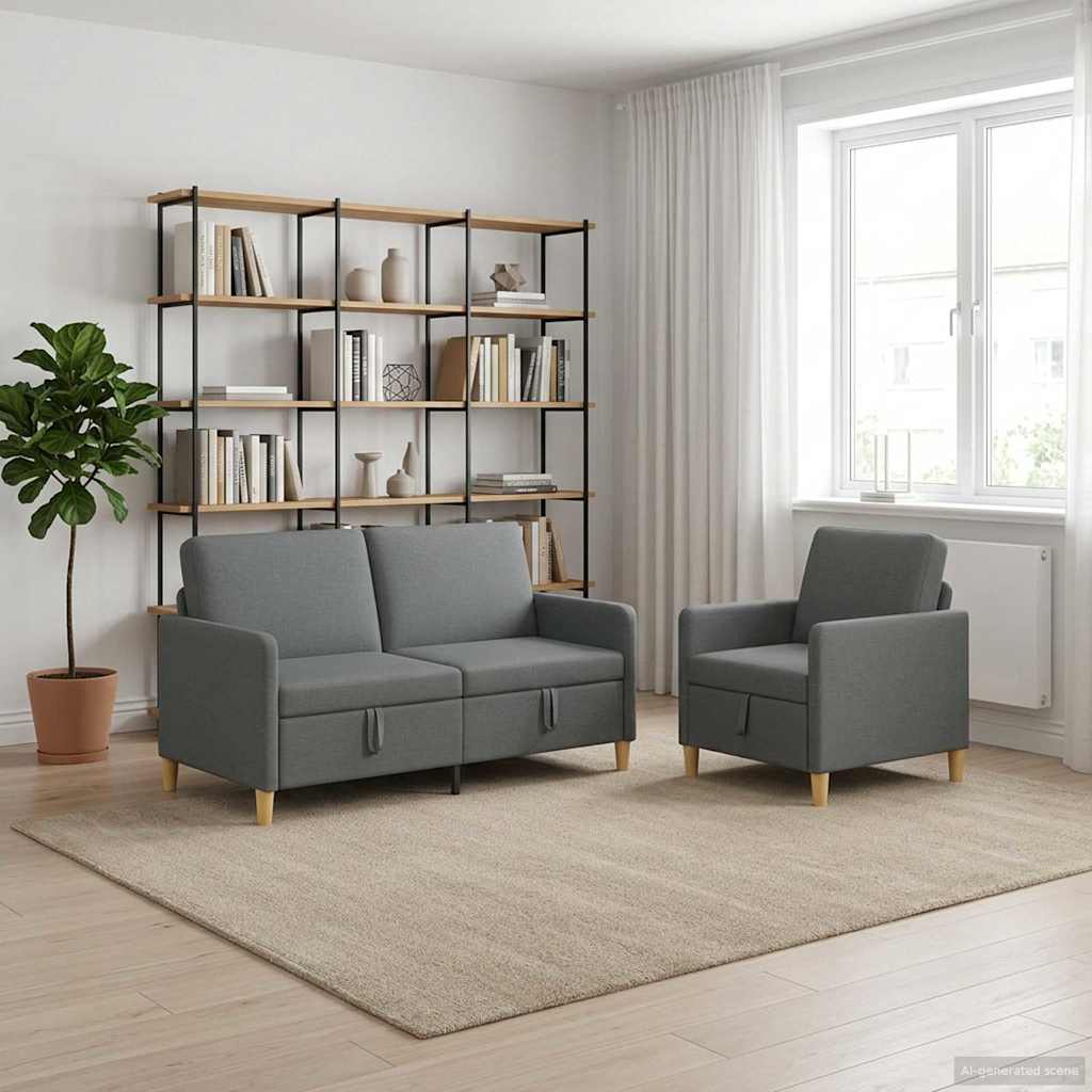 Set sofe s pohranom 2 pcs Tamnosiva Poliester