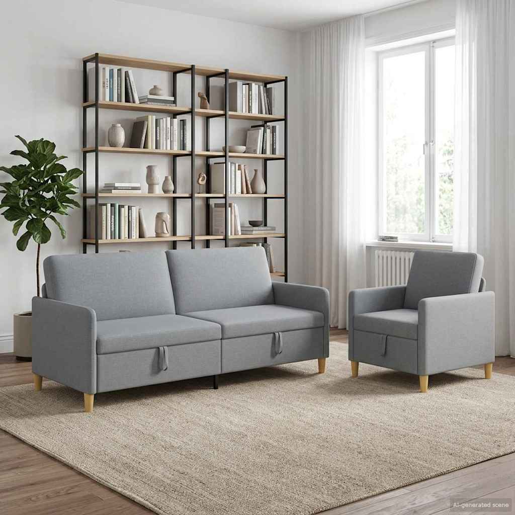 Set sofe s pohranom 2 pcs Svjetlosiva Poliester