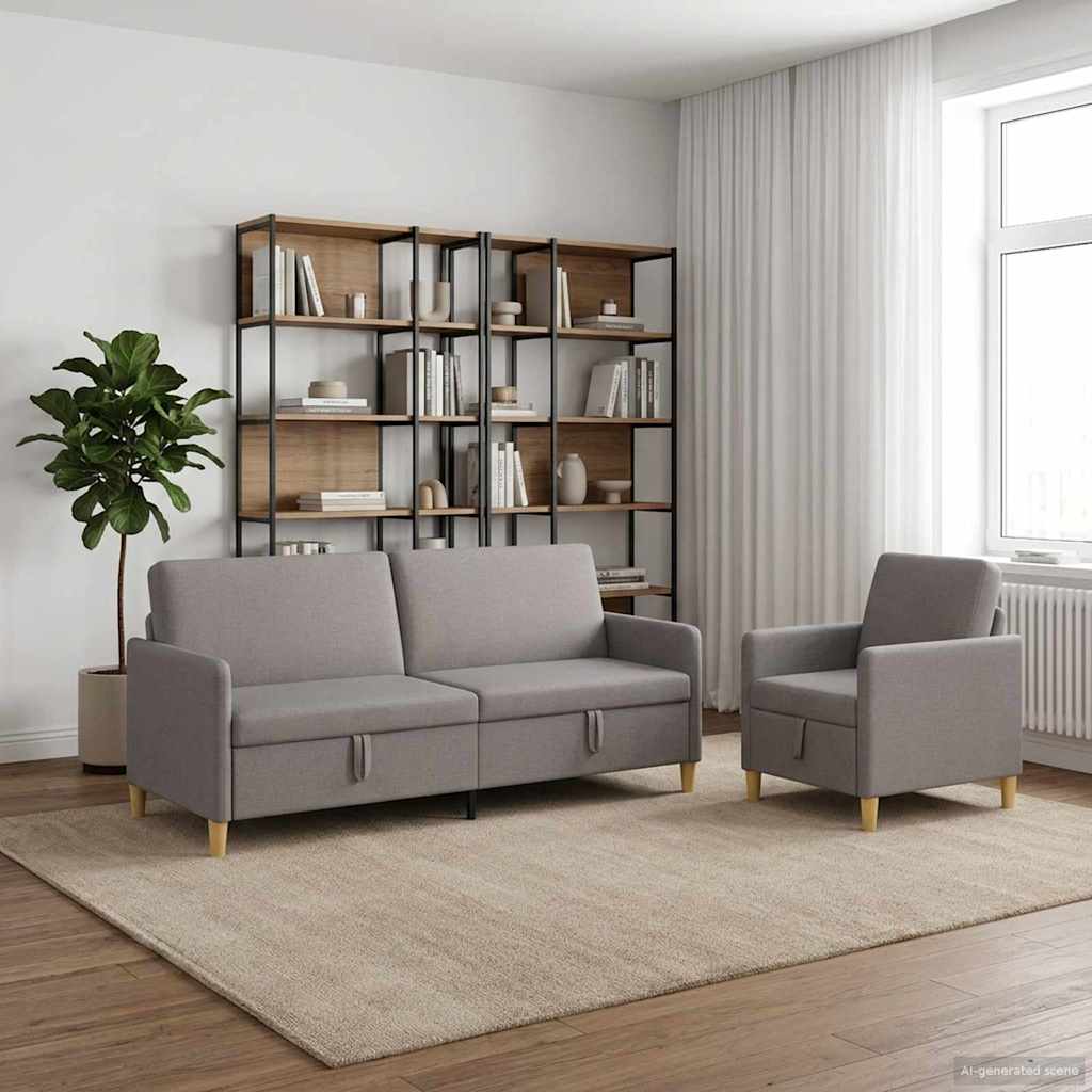 Set sofe s pohranom 2 pcs Sivosmeđa Poliester