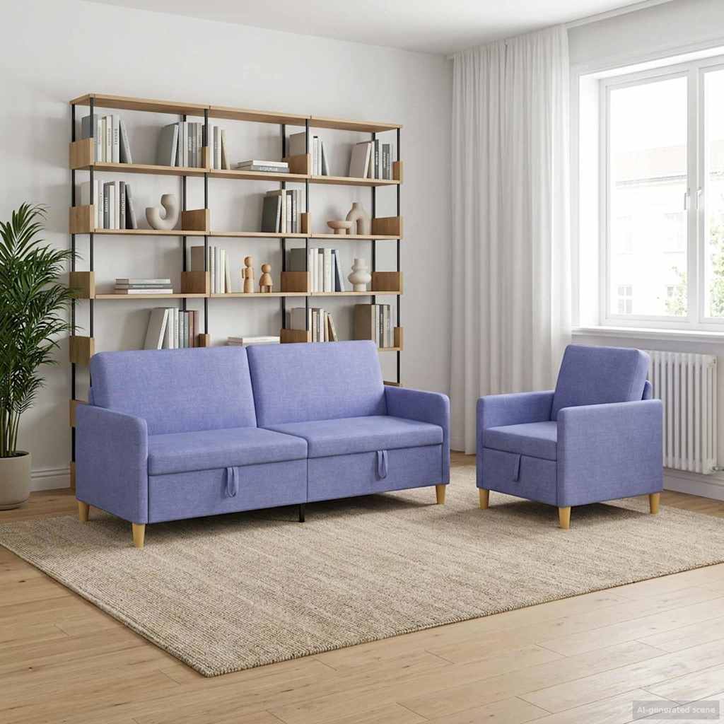 Set sofe s pohranom 2 pcs Traper plava Poliester