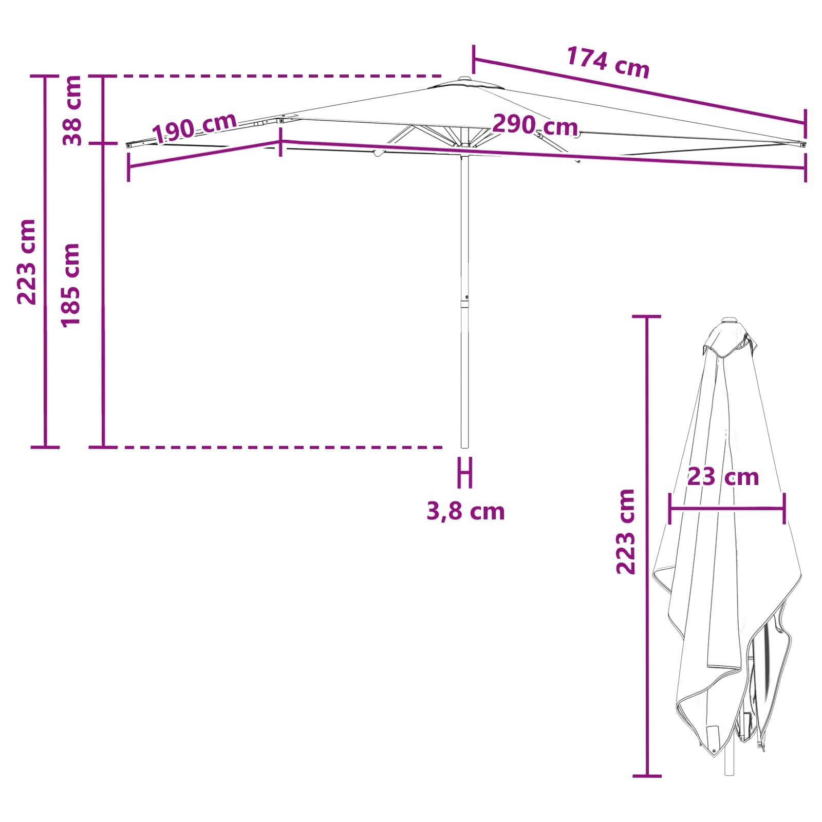 Vrtni suncobran 200 x 300 cm Poliester Pravokutni