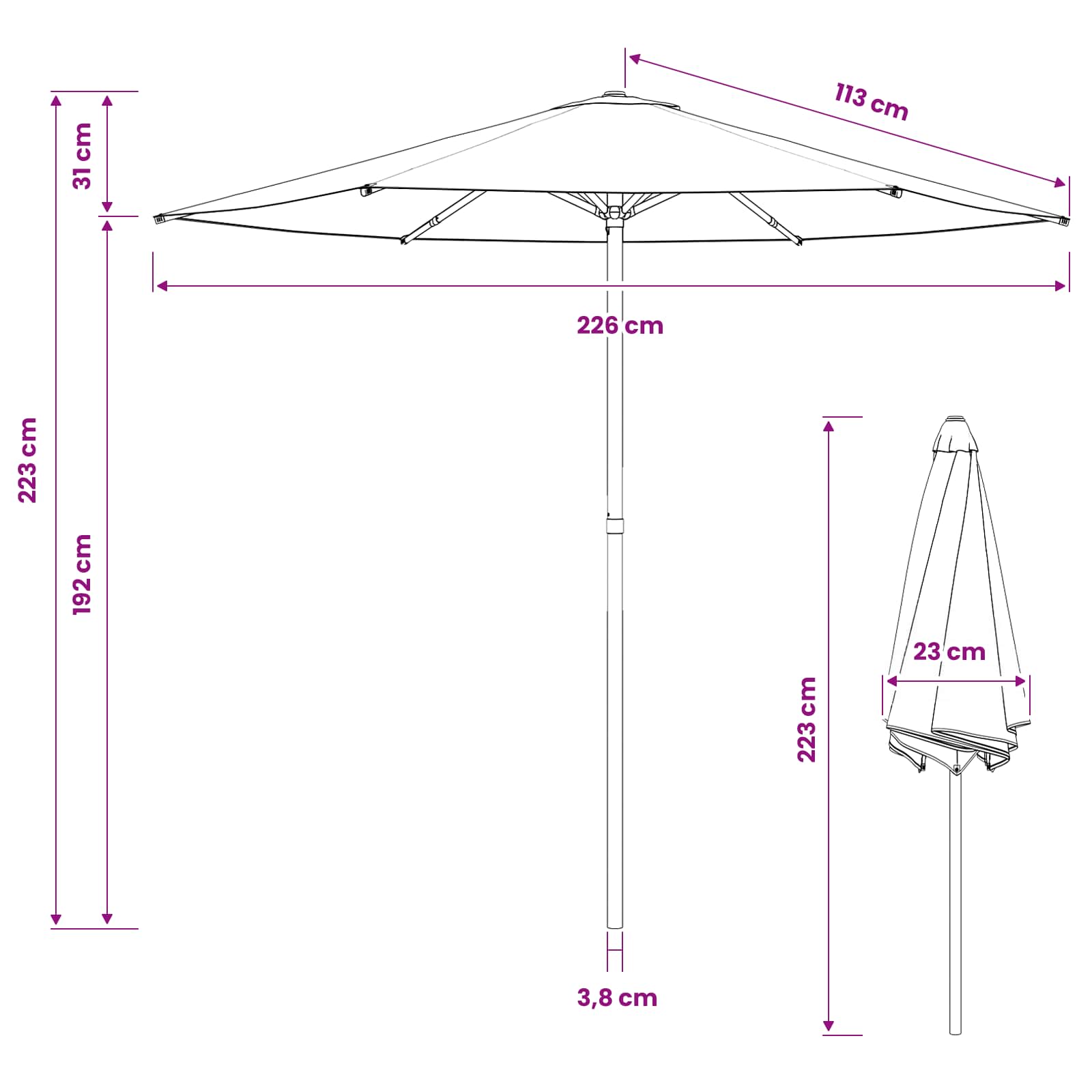 Vrtni suncobran 230 x 230 cm Poliester Pravokutni Krem