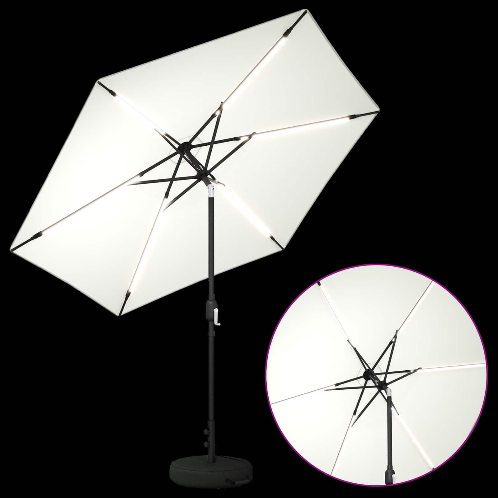 Suncobran za vrt s LED svjetlima i postoljem 270 x 270 cm